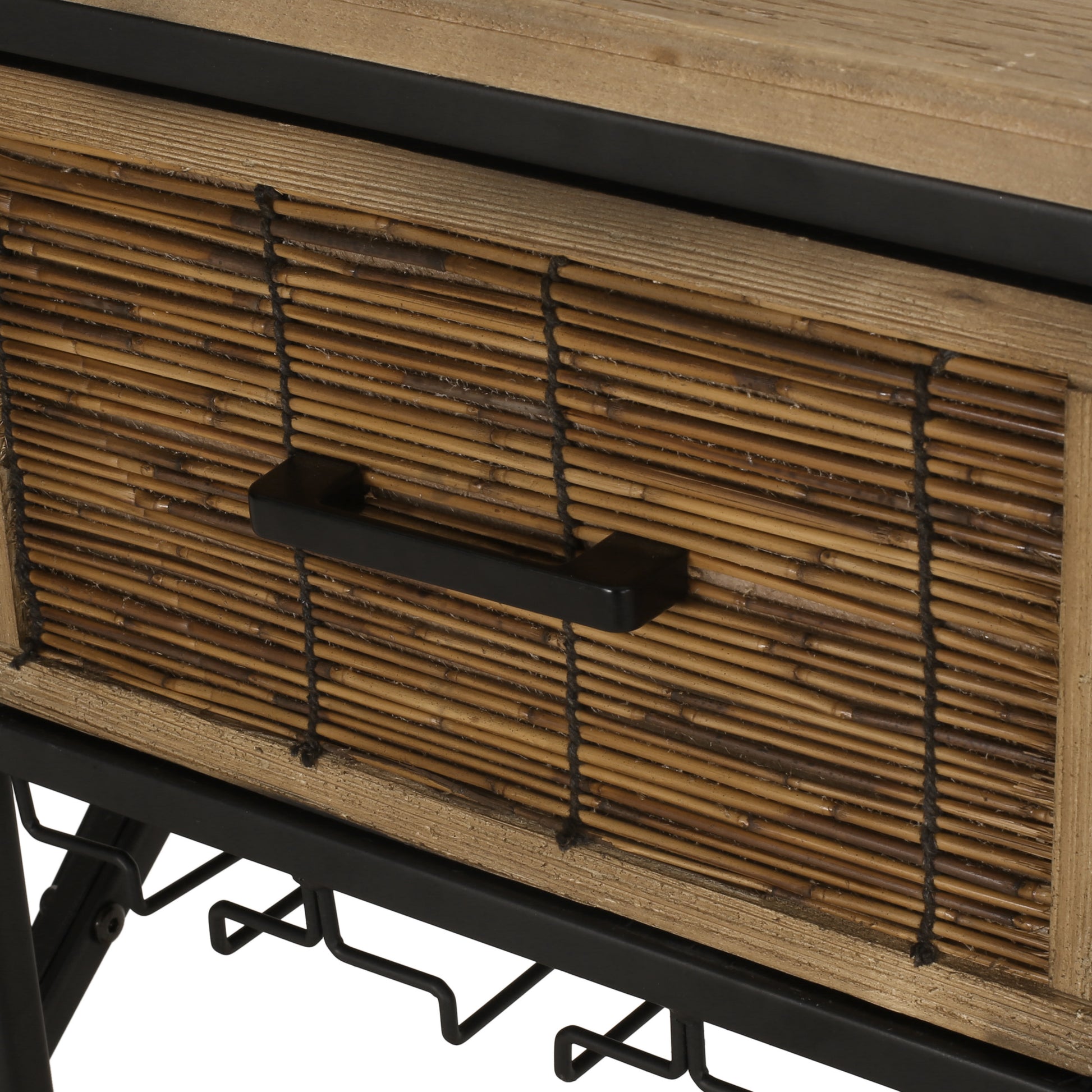 Wine Rack Black Natural Mdf Metal