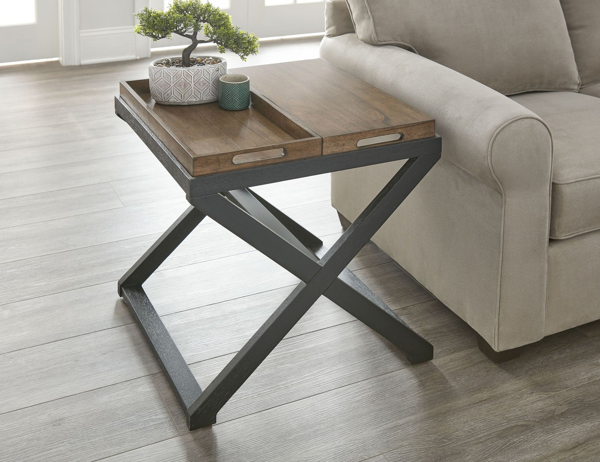 Topeka End Table Brown Brown Wood