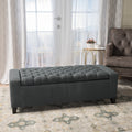 Storage Ottoman Dark Gray Fabric