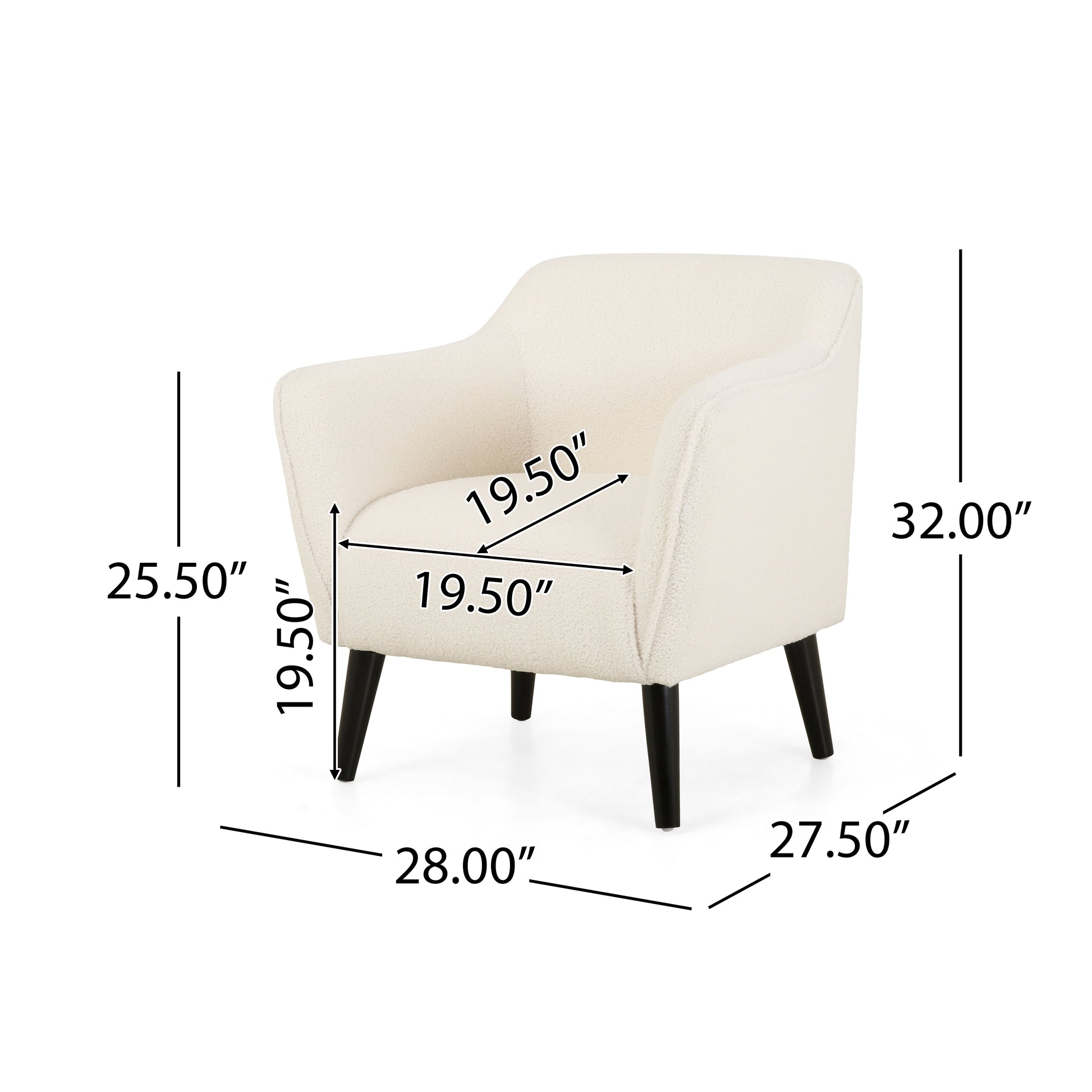 Upholstered Armchair Ivory Fabric