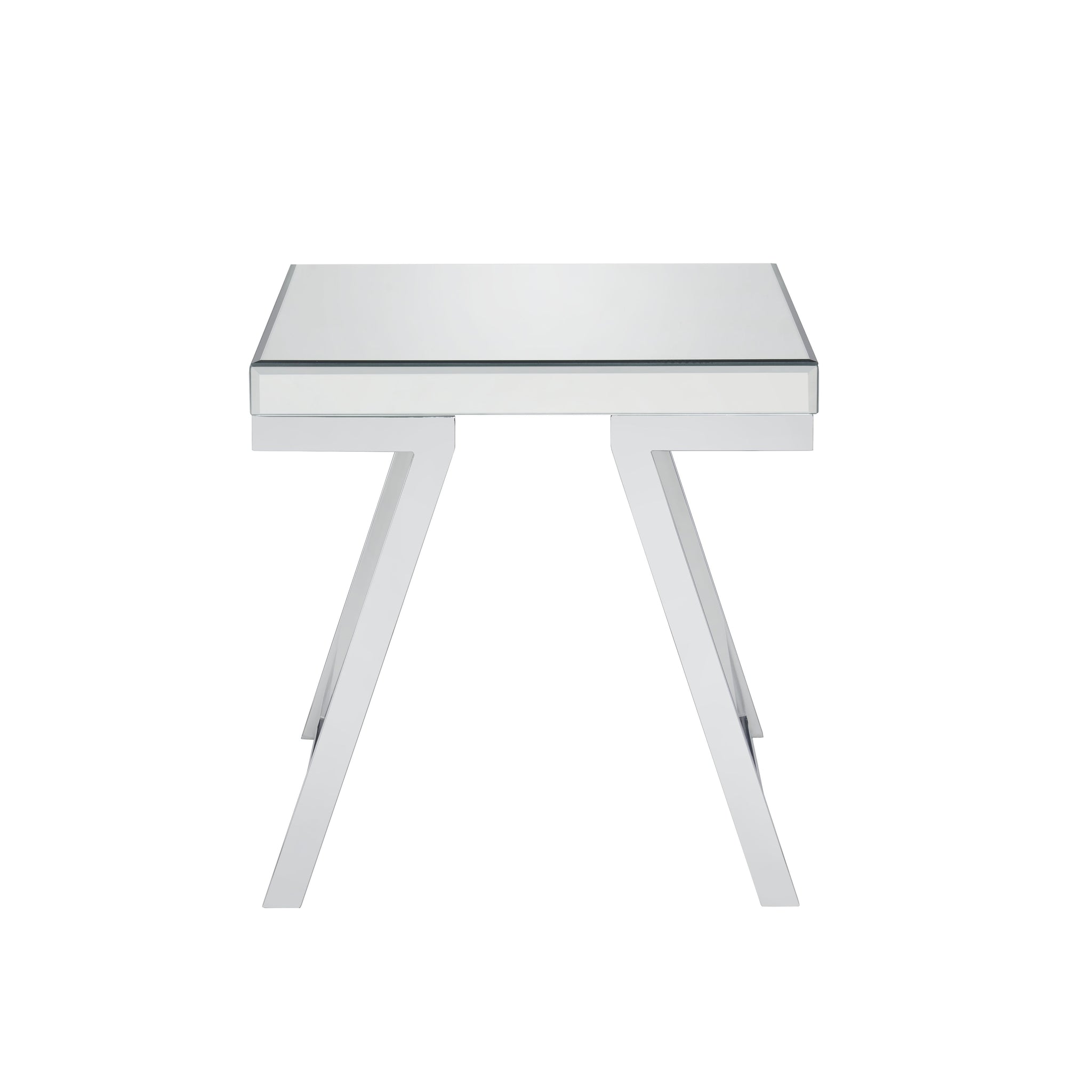 Alfresco Mirrored Top Square End Table Silver Silver Wood