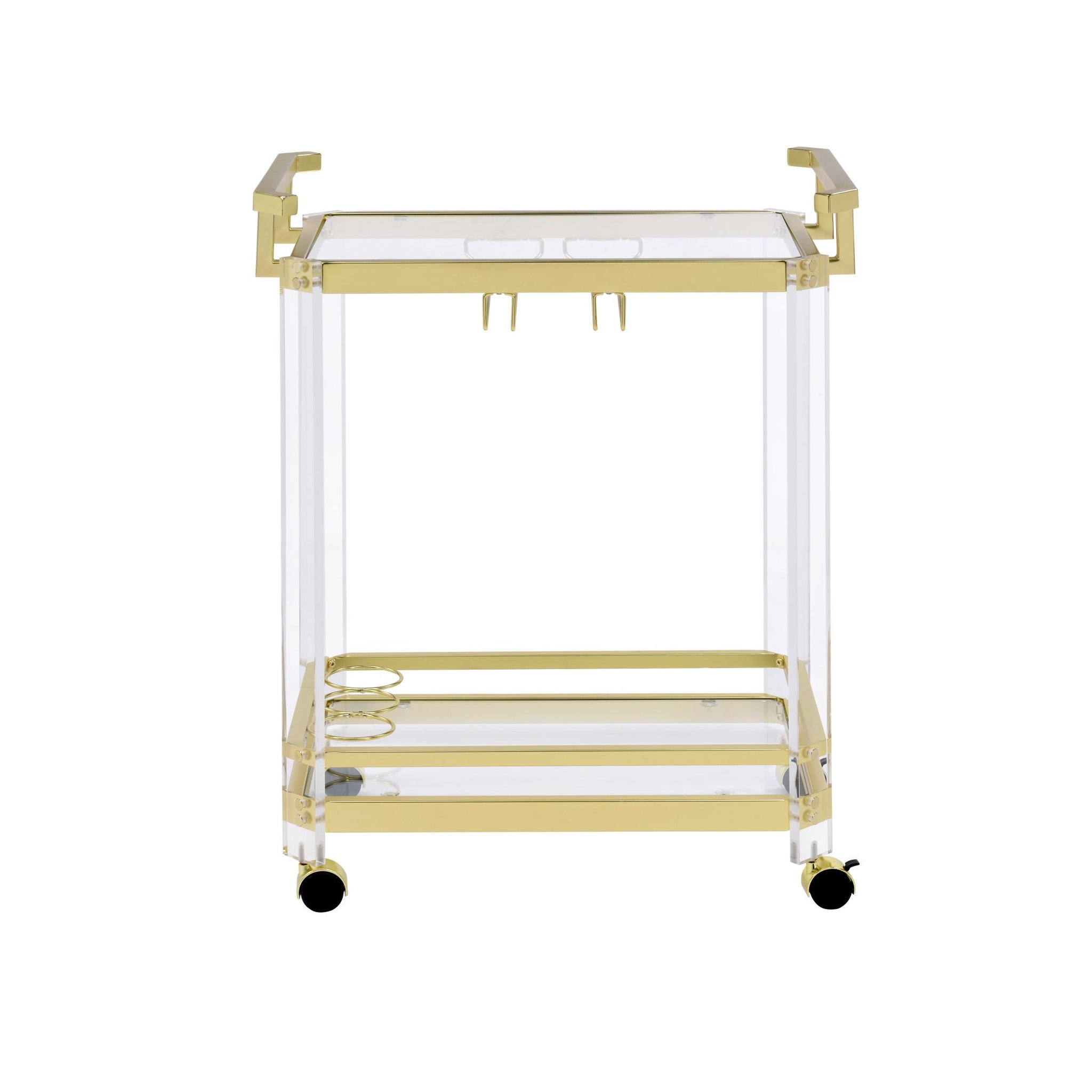 Aerin Server Cart With Casters Gold Gold Iron