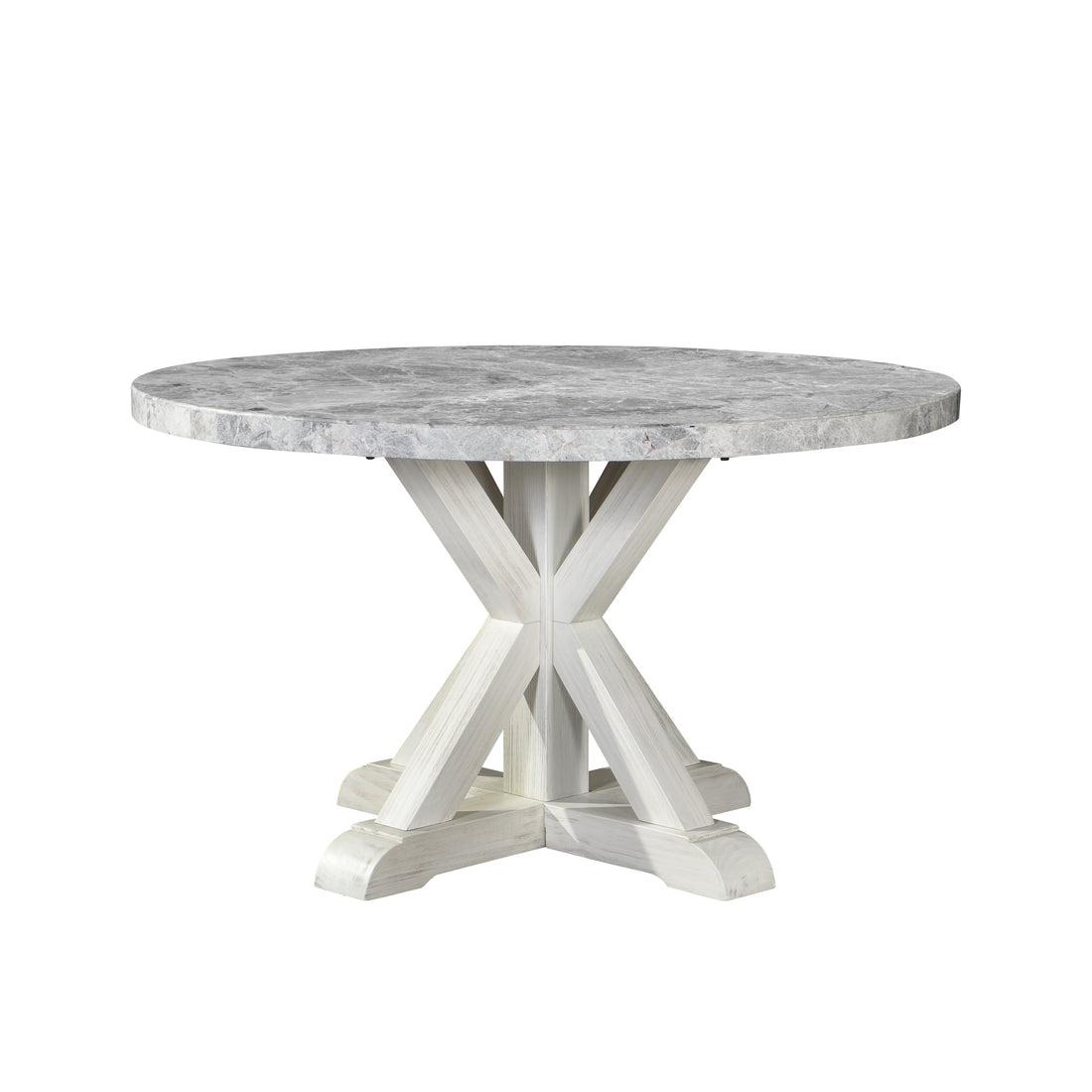 Canova Round Marble Top Table Gray Silver White Wood