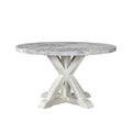 Canova Round Marble Top Table Gray Silver White Wood