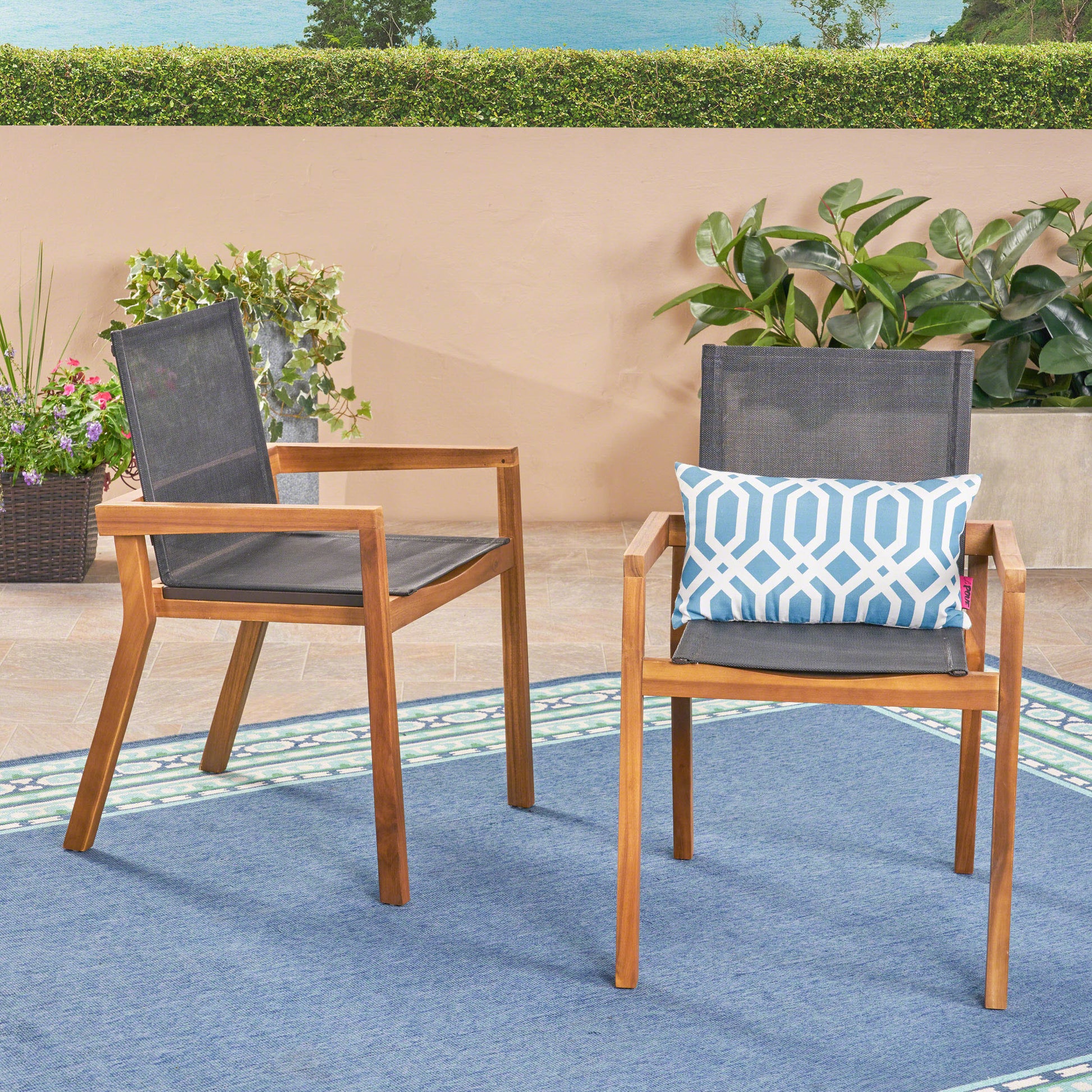 Belfast Dining Chair,Set Of 2 Teak Wood