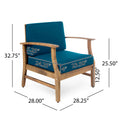 Perla Club Chairs Set Of 2, Blue Blue Acacia Wood