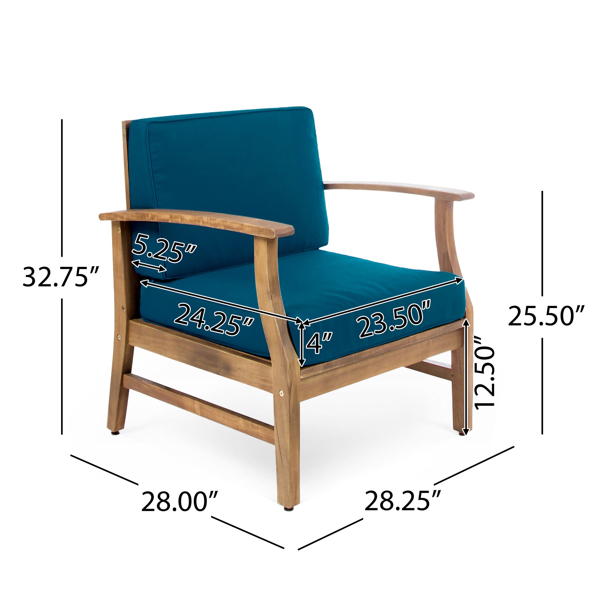 Perla Club Chairs Set Of 2, Blue Blue Acacia Wood