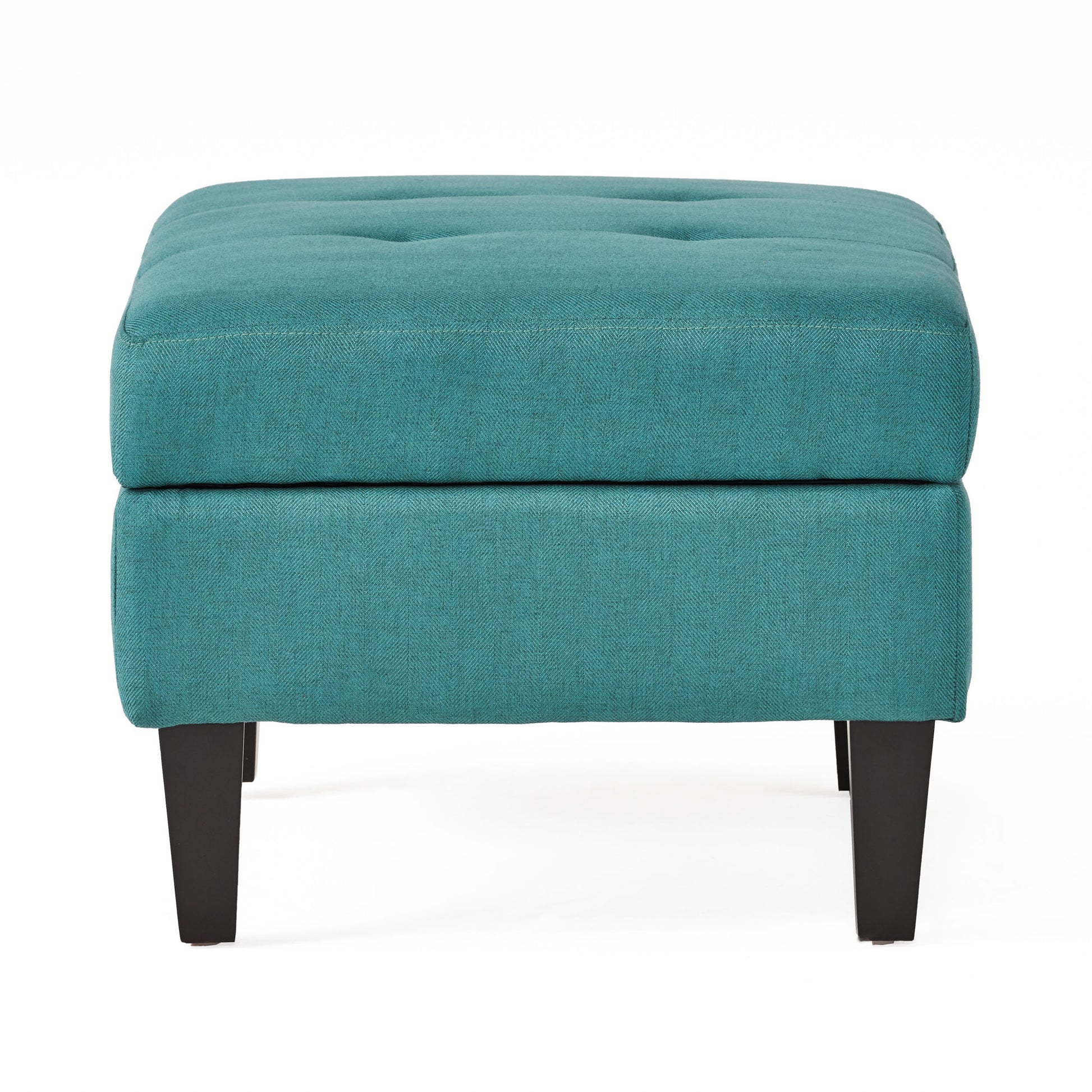 Storage Ottoman Teal Wood Fabric