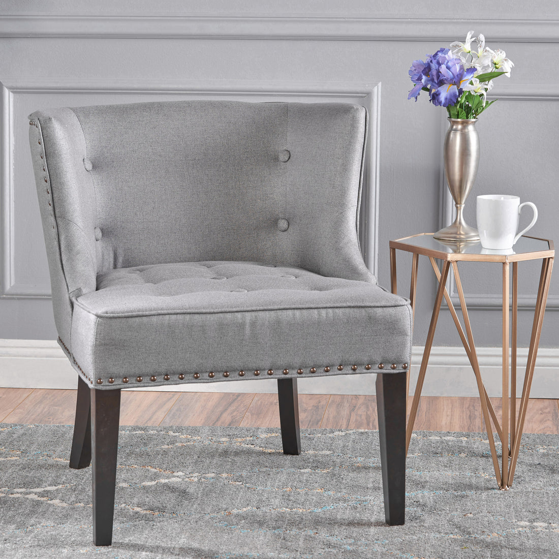 Occassional Chair Grey Fabric