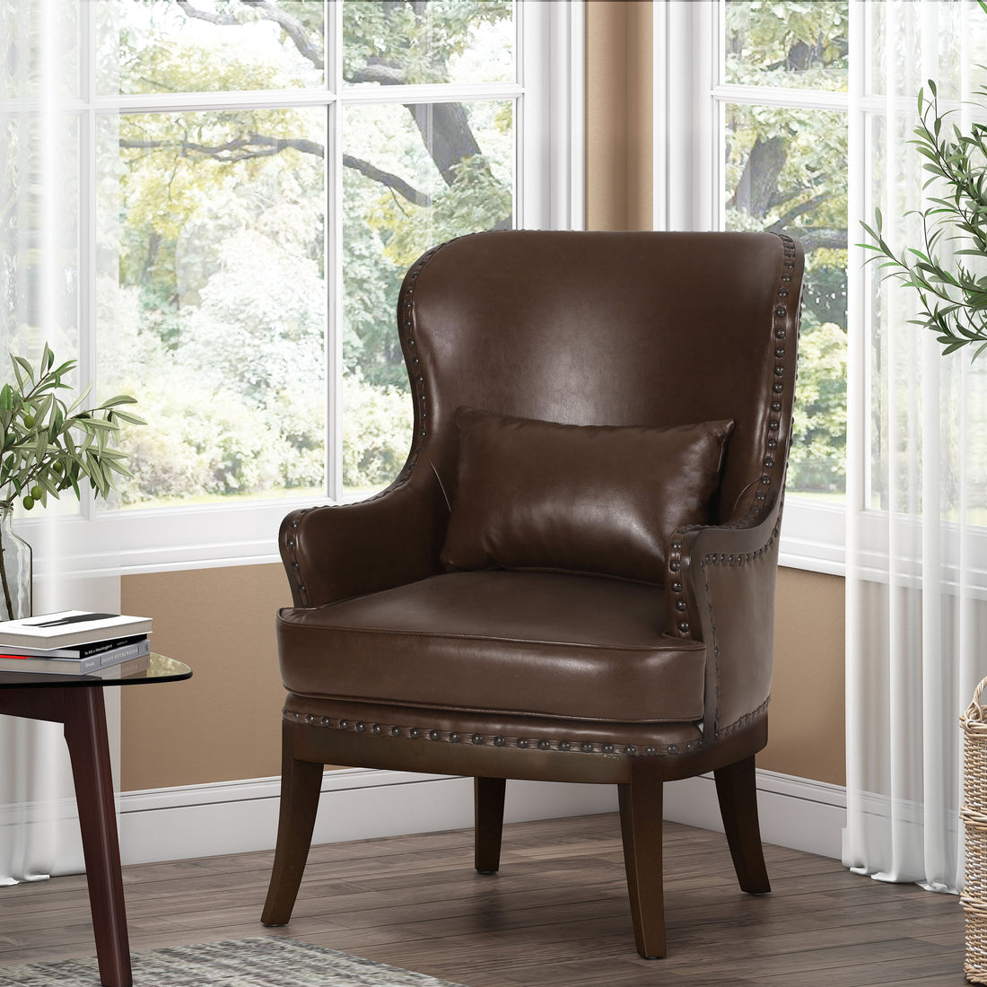 Accent Chair Dark Brown Pu
