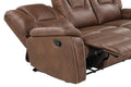 Katrine Pu Manual Reclining Sofa Chestnut Brown Dark Brown Faux Leather 3 Seat
