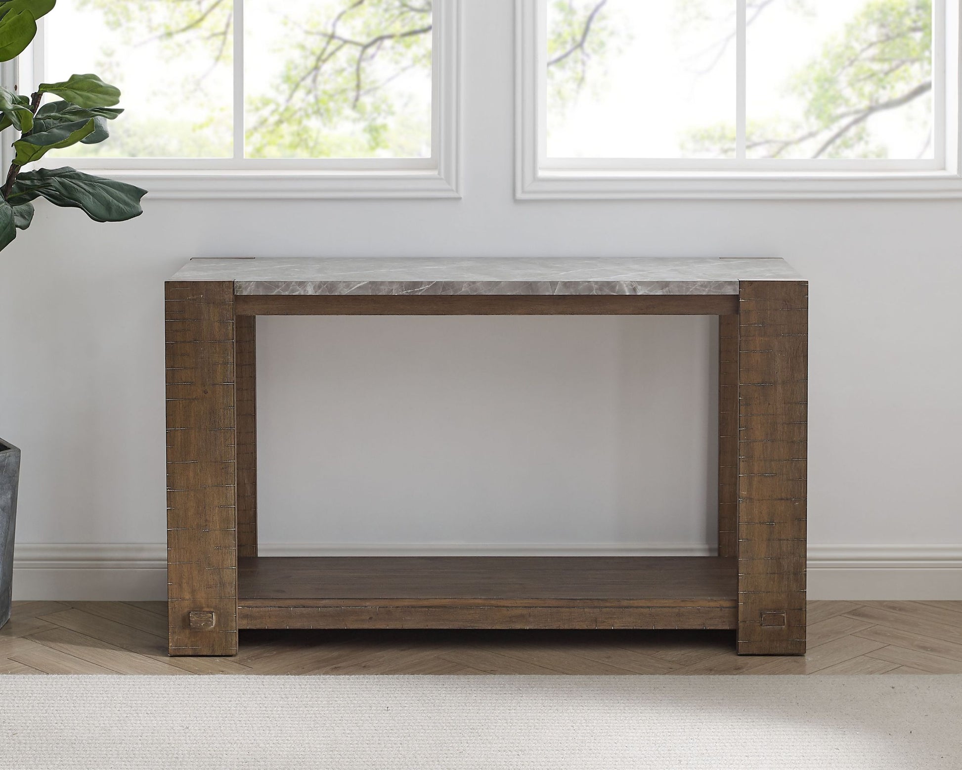 Libby Sintered Stone Sofa Table Brown Brown Wood
