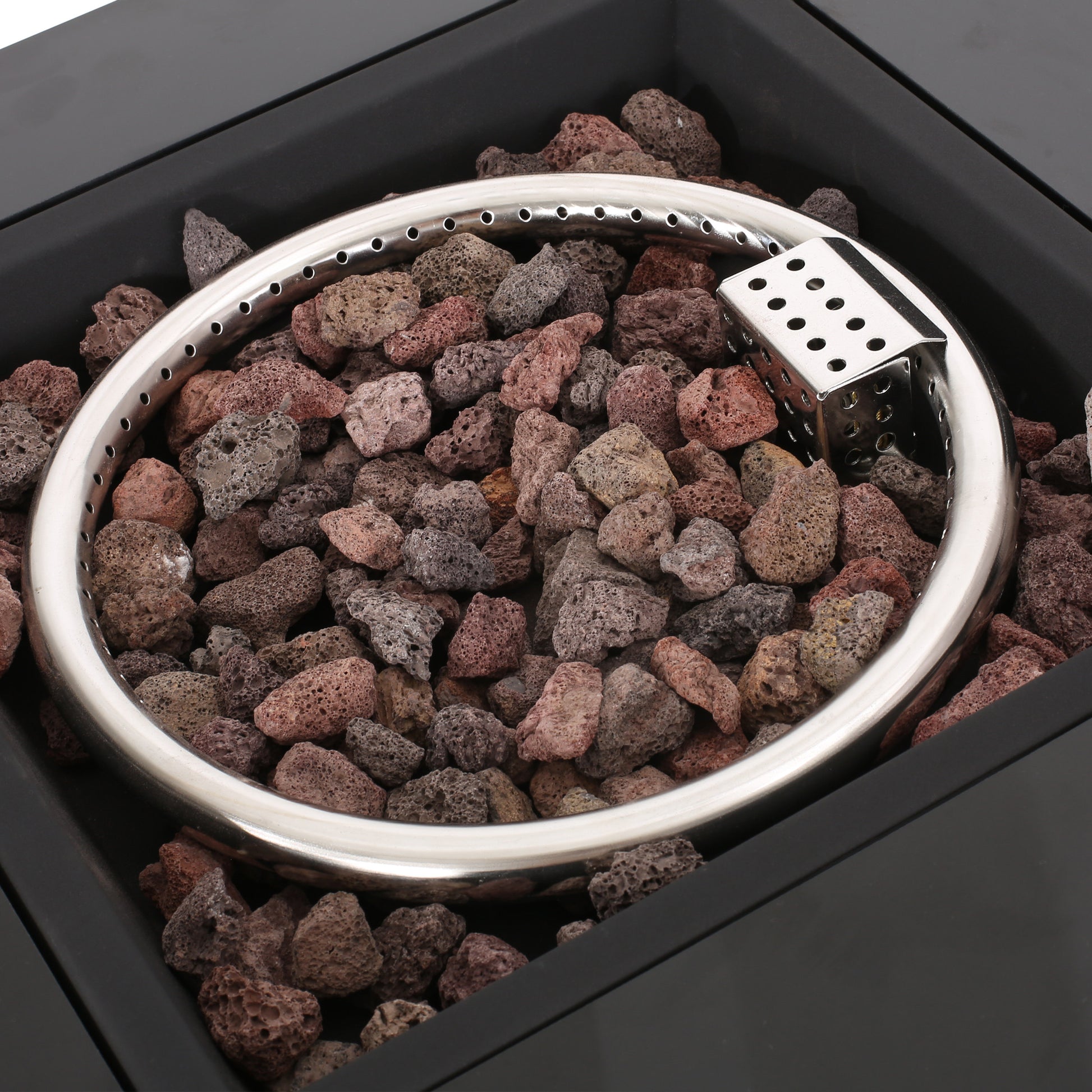 Adio 19.5" Column Mgo Fire Pit 30,000Btu Black Gray Magnesium Oxide
