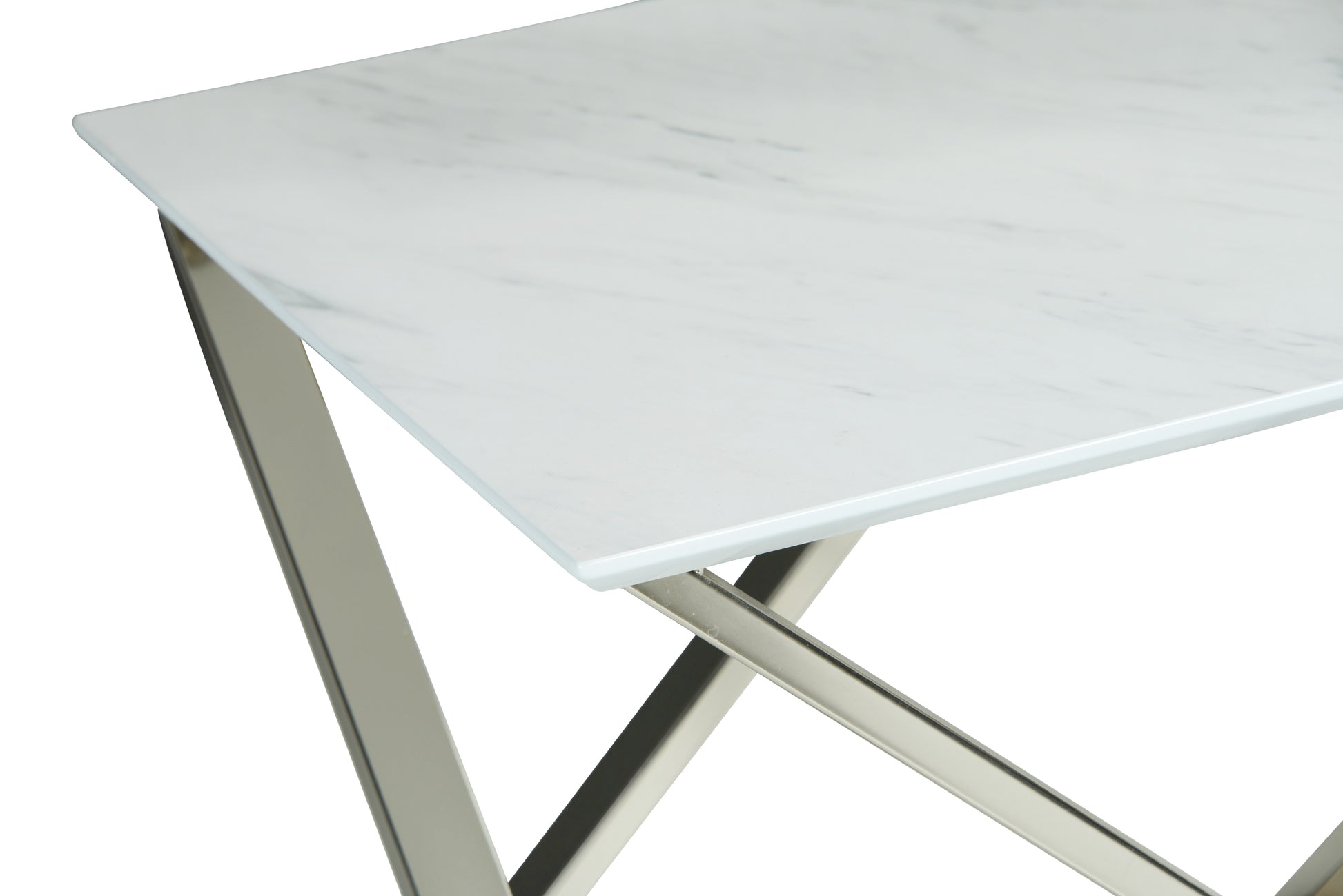 Zurich End Table With Faux White Marble Top White White Iron