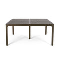 Outdoor Modern Aluminum Dining Table With Woven Accents, Gloss Black Red Aluminium