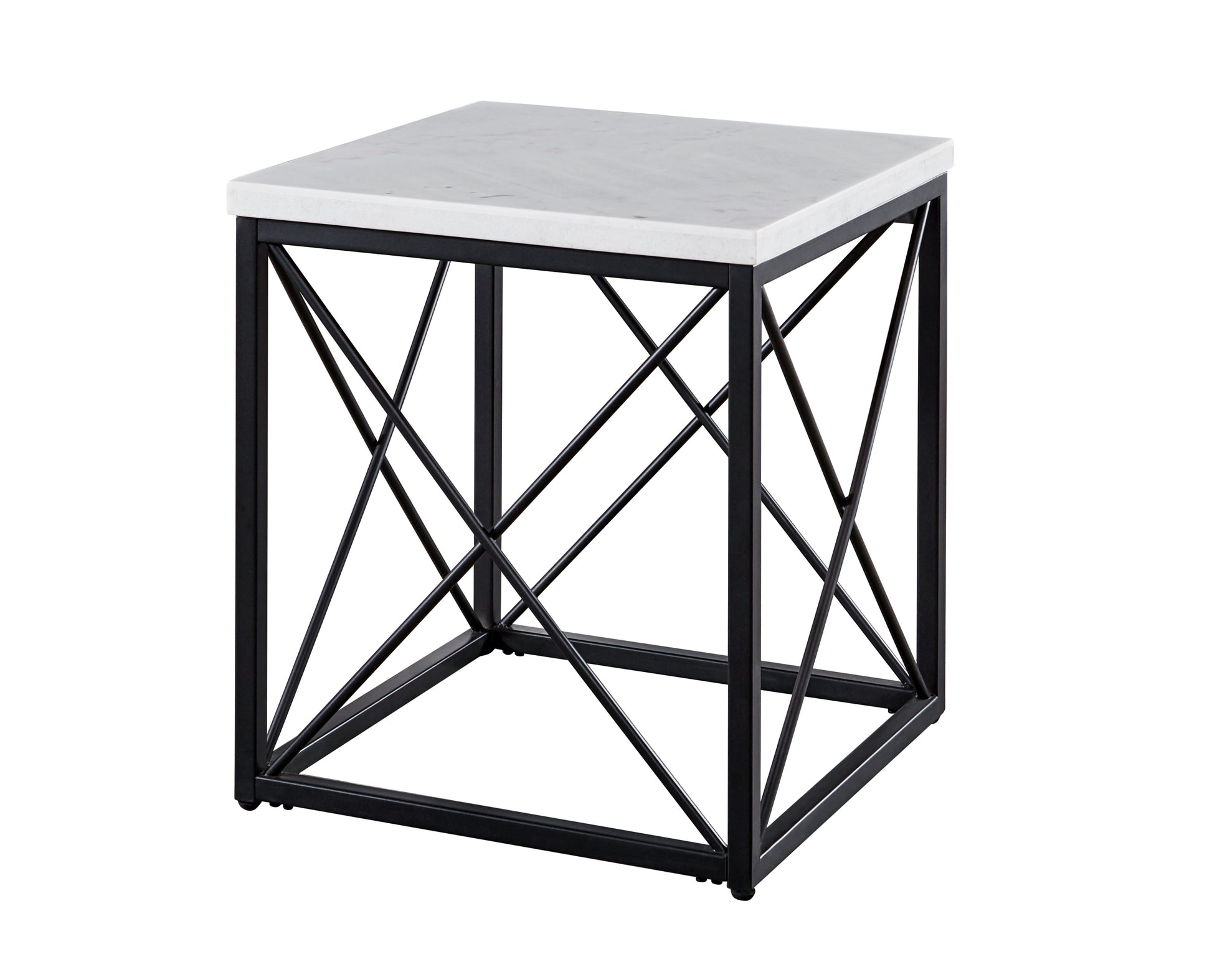 Skyler Square End Table With Marble Top White White Marble
