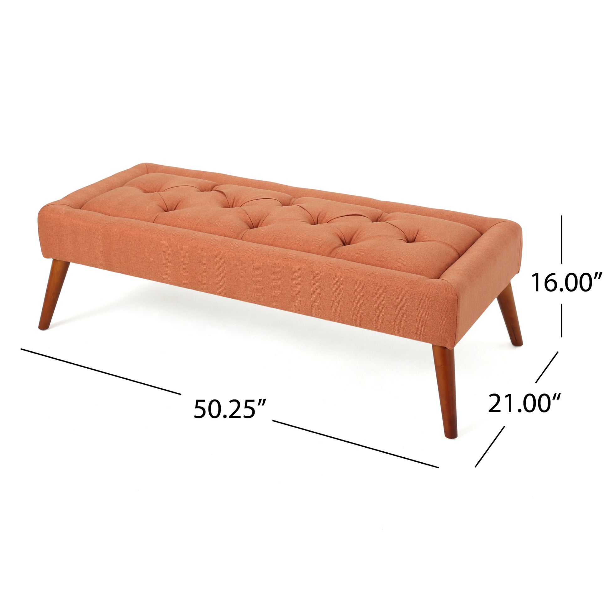 Tuft Top Ottoman Orange Fabric