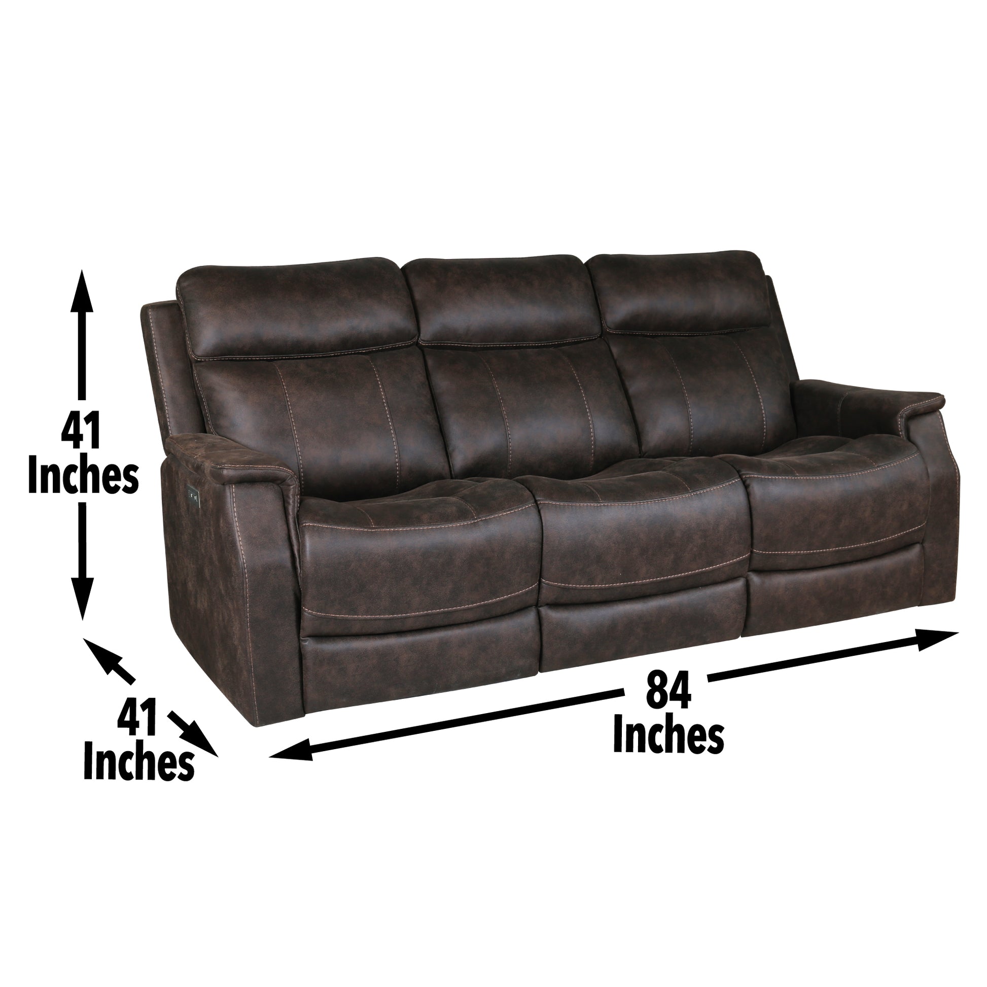 Valencia 3 Piece Dual Power Reclining Living Room Set Dark Brown Dark Brown Faux Leather