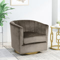 Swivel Arm Chair Grey Velvet