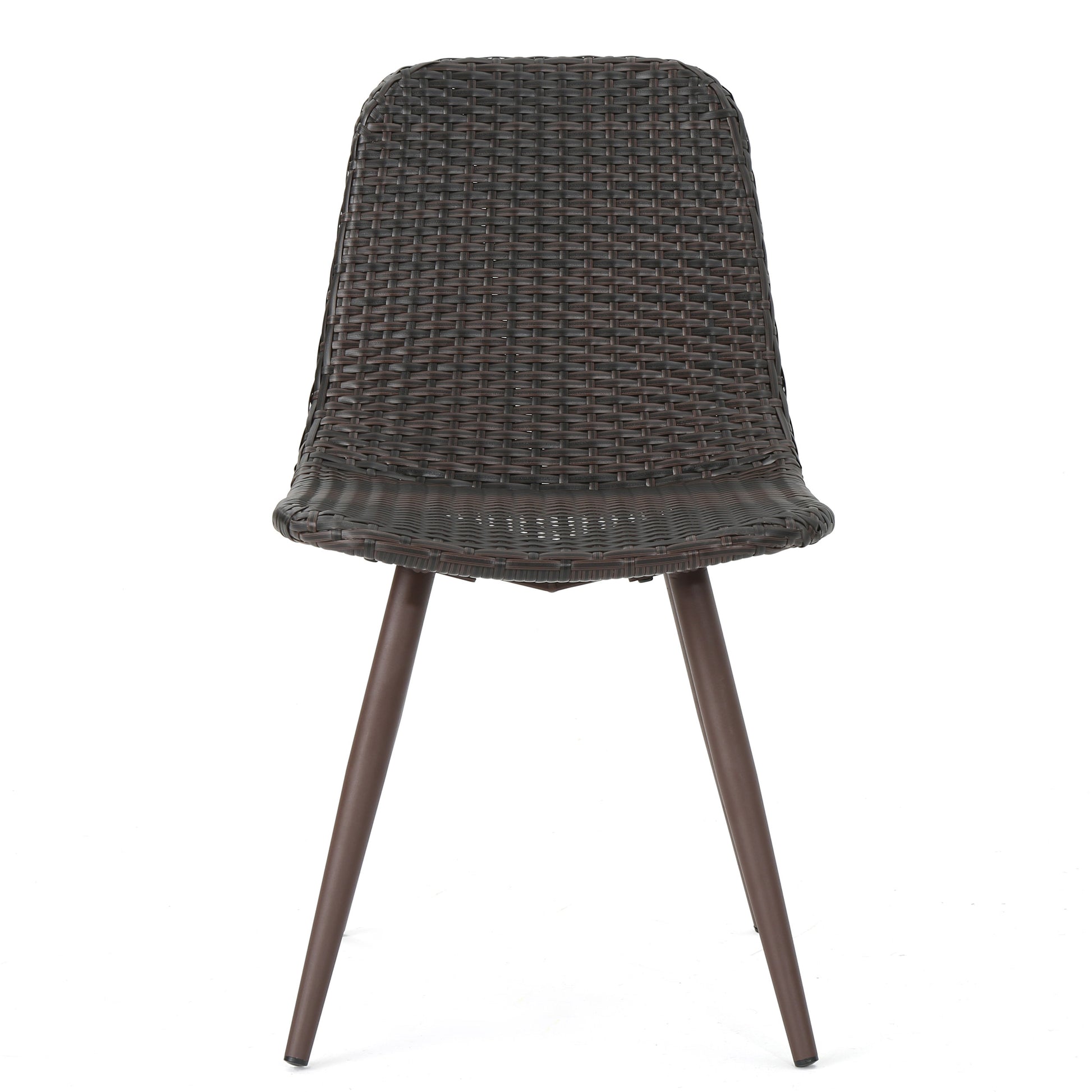 Gila Dining Chair With Powder Coated Legs,Set Of 2 Brown Multi Rattan