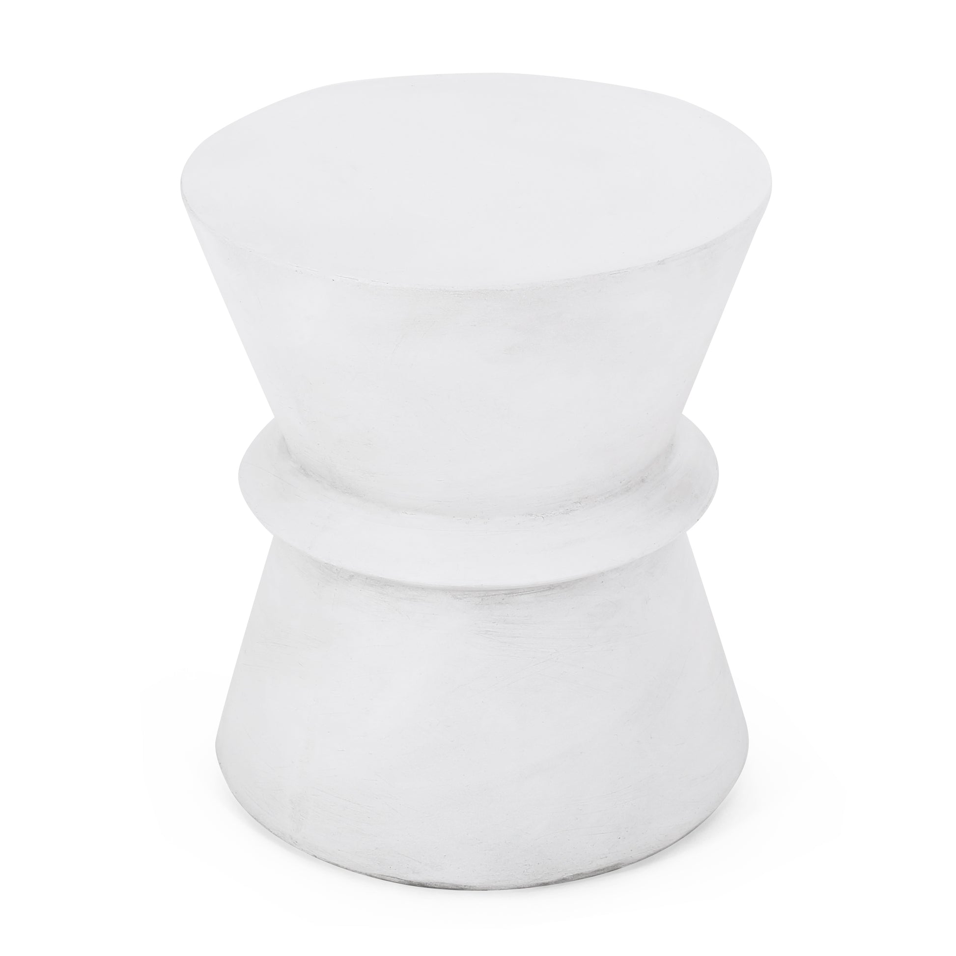 Outdoor Lightweight Concrete Side Table Antique White Magnesium Oxide