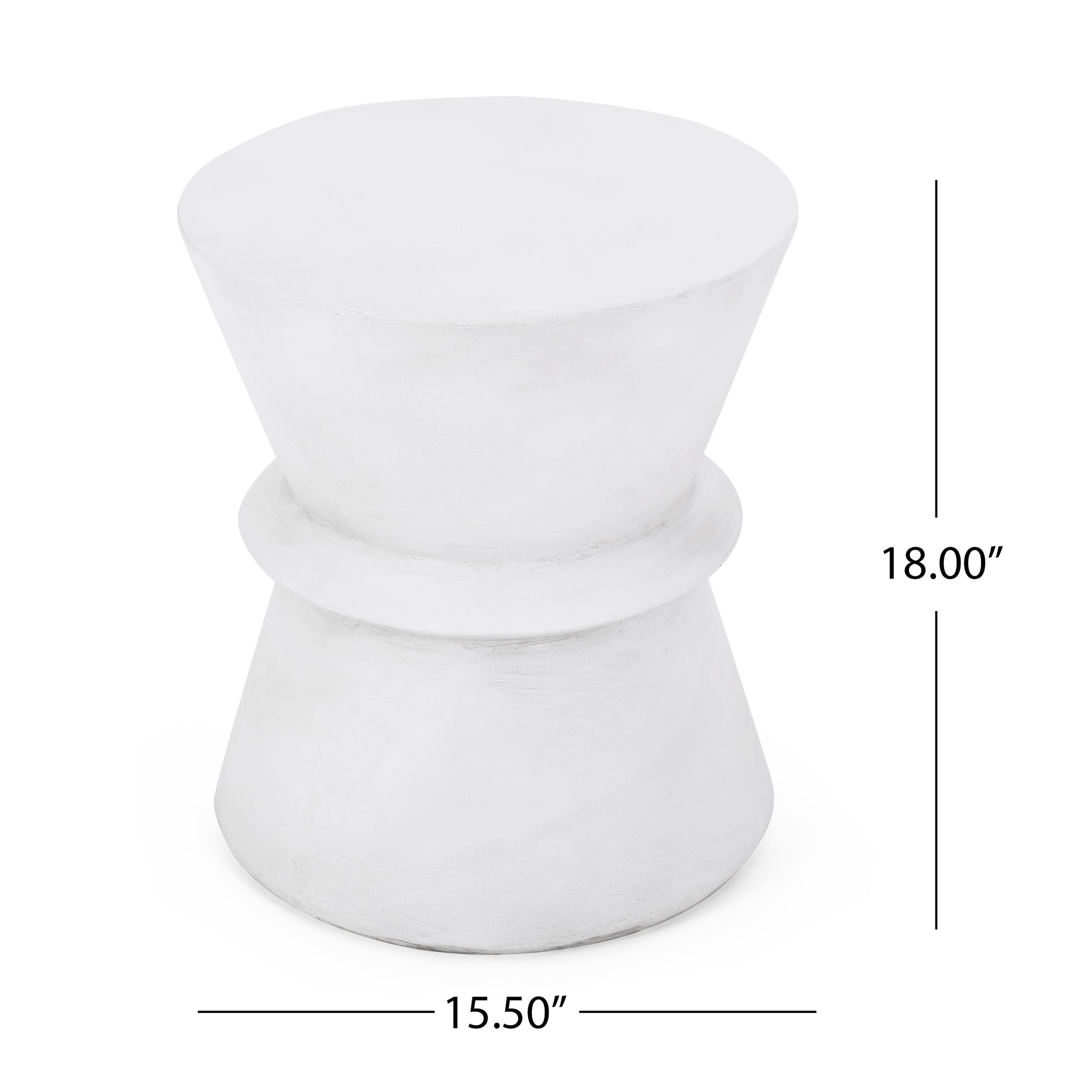 Outdoor Lightweight Concrete Side Table Antique White Magnesium Oxide