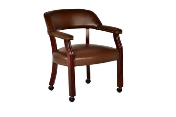 Tournament Arm Chair With Casters Dark Brown Dark Brown Fabric
