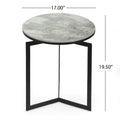 Round Accent Side Table Natural Black Marble Metal