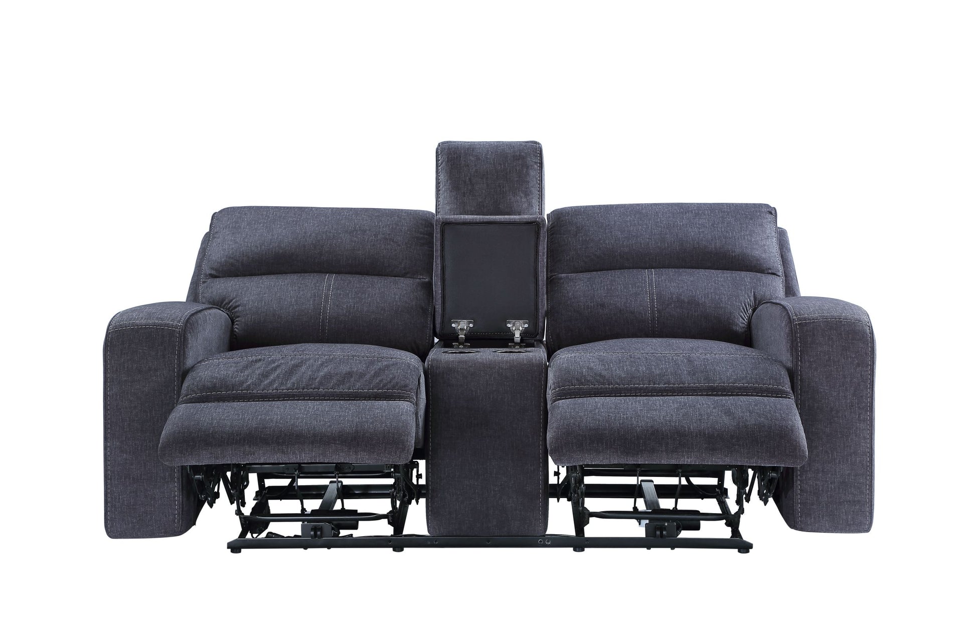 Lovell Power Console Loveseat Dark Gray Dark Gray Fabric 2 Seat