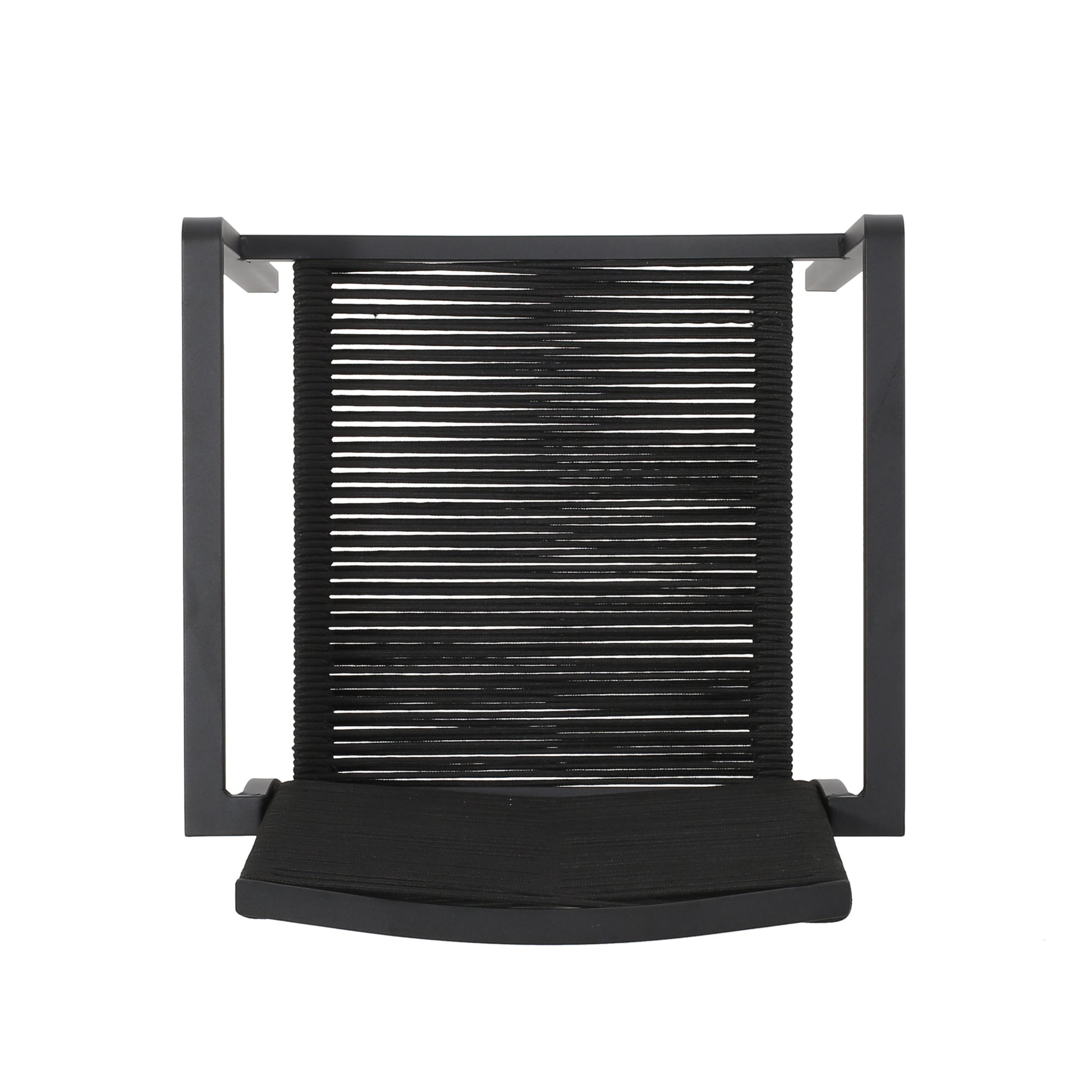 Outdoor Modern Aluminum Dining Chair With Rope Seat Set Of 2 , Dark Gray And Black Black Aluminium