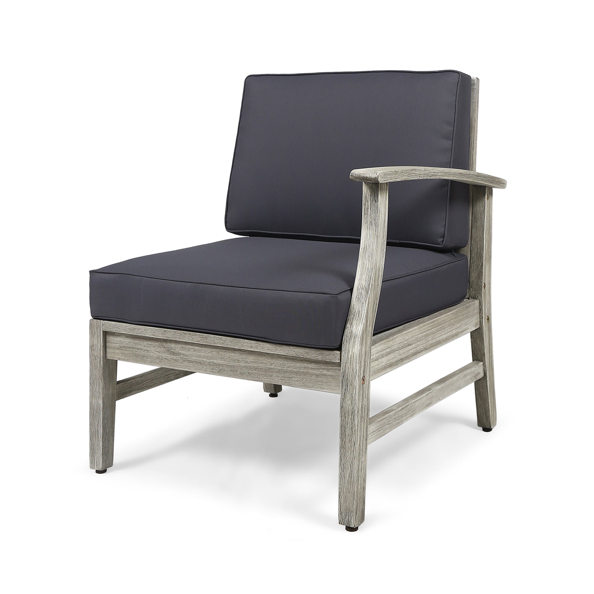 Perla Right Armchair, Grey Dark Gray Acacia Wood