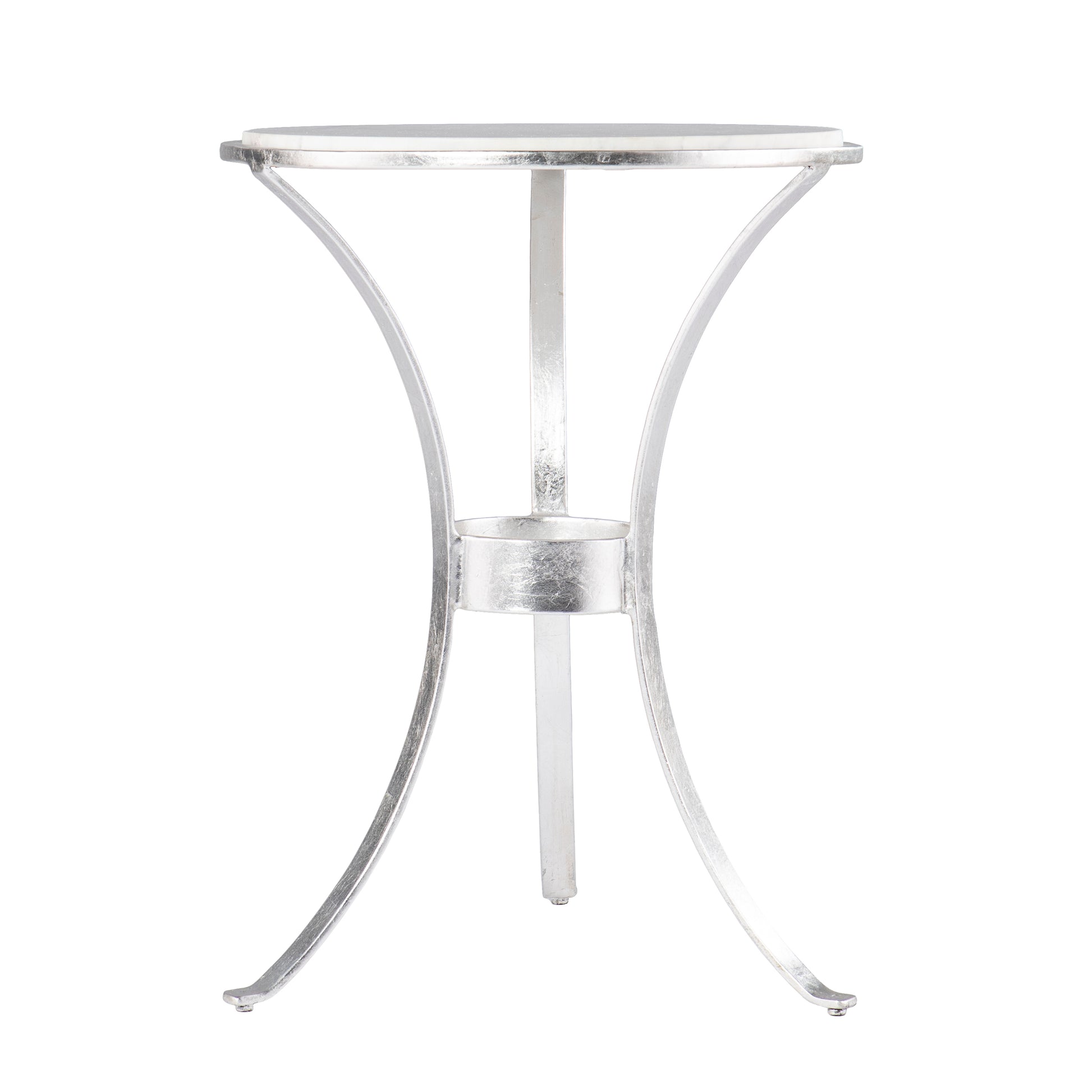Fordoche Round Accent Table Silver Silver Marble