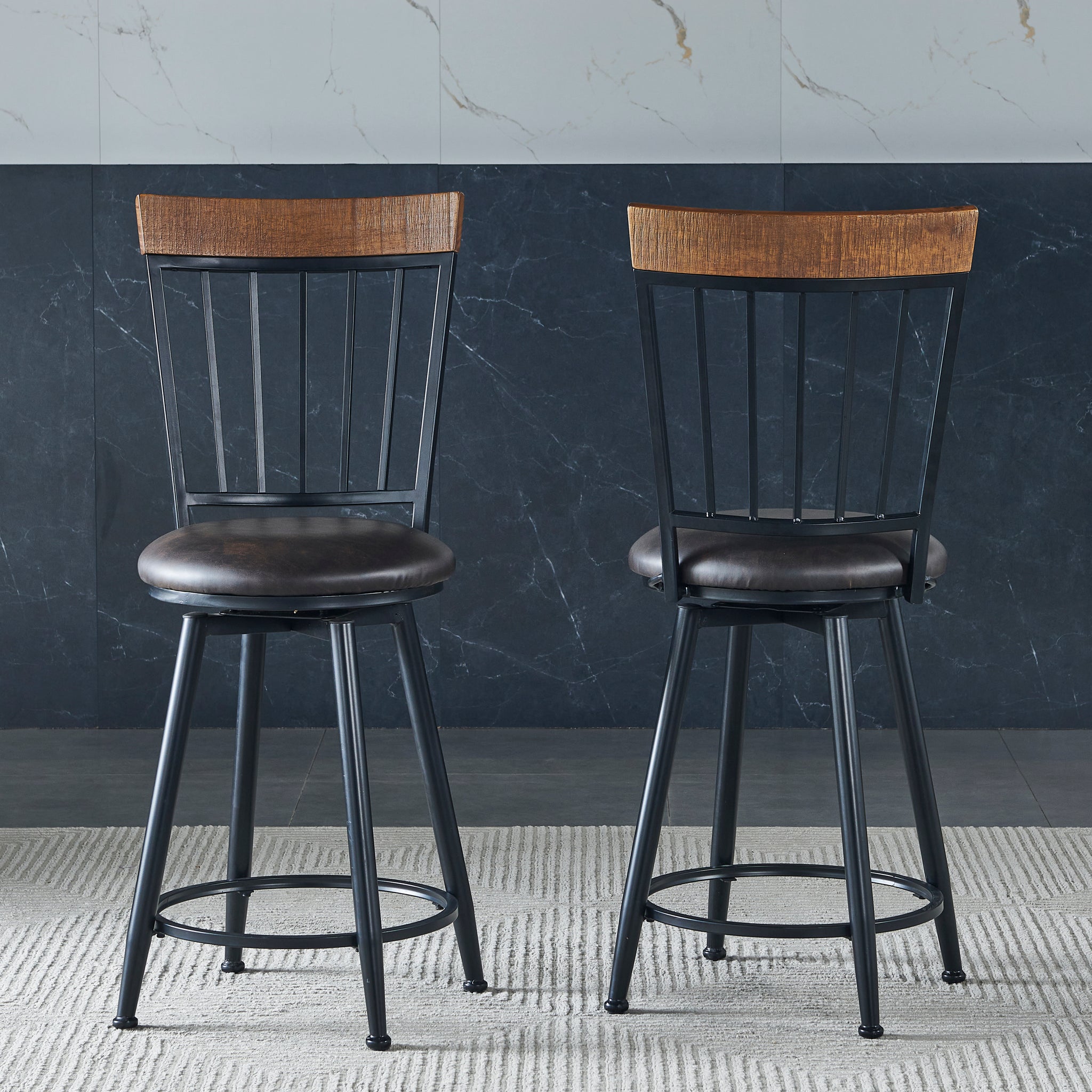 Tyler Swivel Counter Chair Set Of 2 Dark Gray Dark Gray Wood