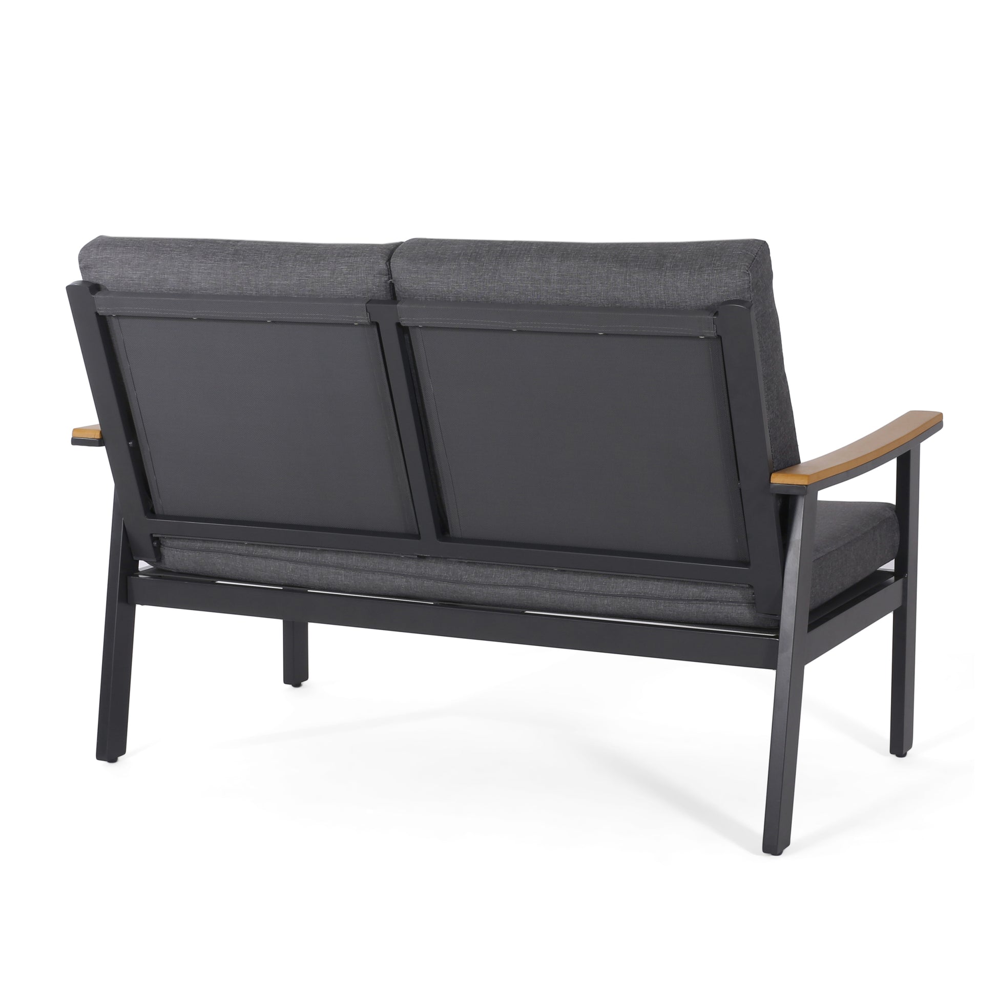 Sinclair 4Pc Chat Set Grey Metal Mesh Wood Fabric