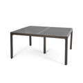Outdoor Modern Aluminum Dining Table With Woven Accents, Gloss Black Red Aluminium