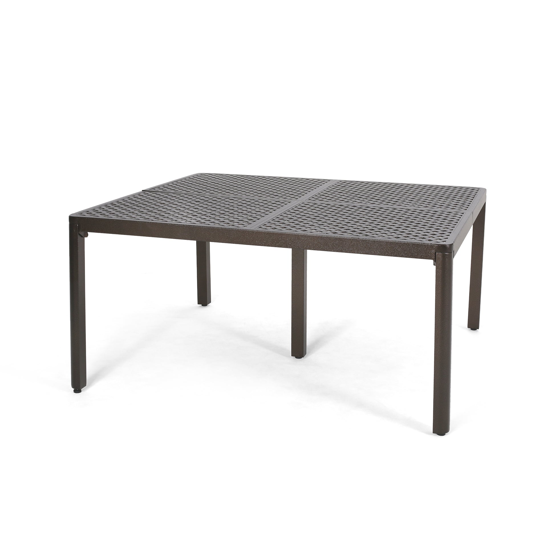 Outdoor Modern Aluminum Dining Table With Woven Accents, Gloss Black Red Aluminium