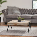 Mango Wood Coffee Table Grey Metal & Wood