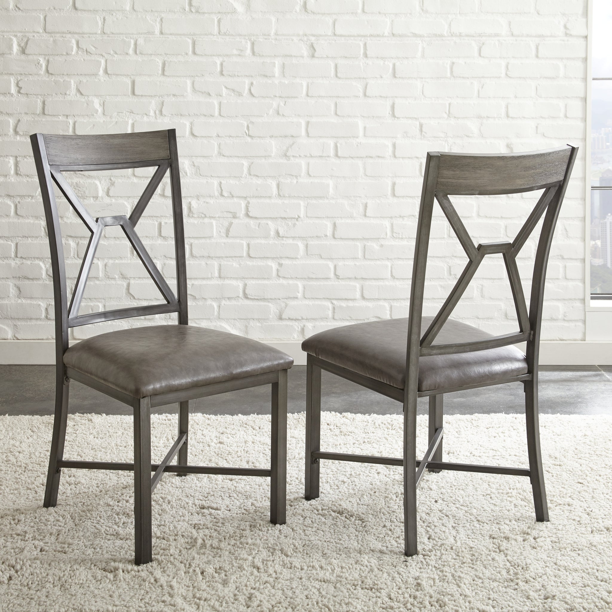 Alamo Pu Side Chair Set Of 2 Gray Dark Gray Wood