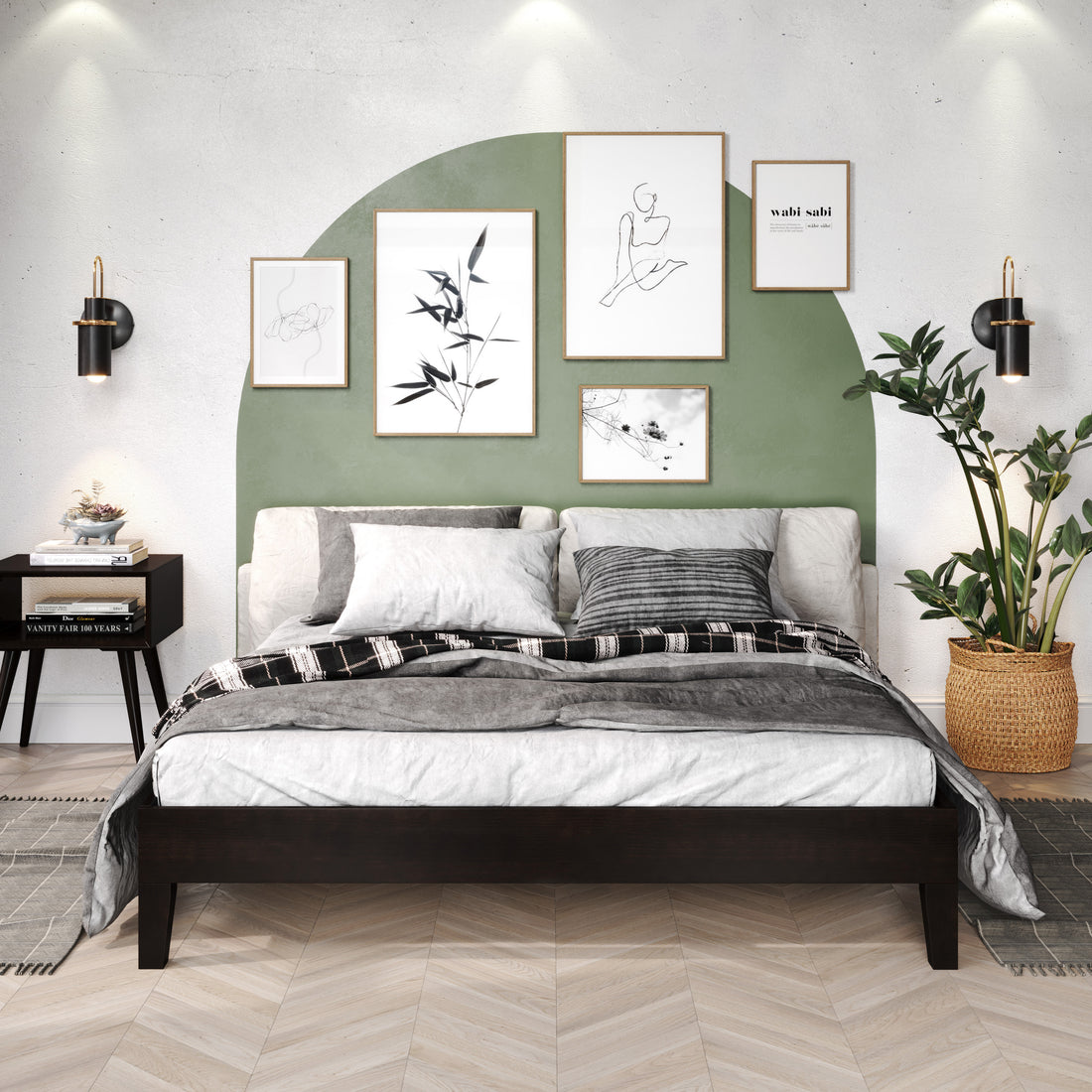 Nix Queen Platform Bed Black Queen Black Wood