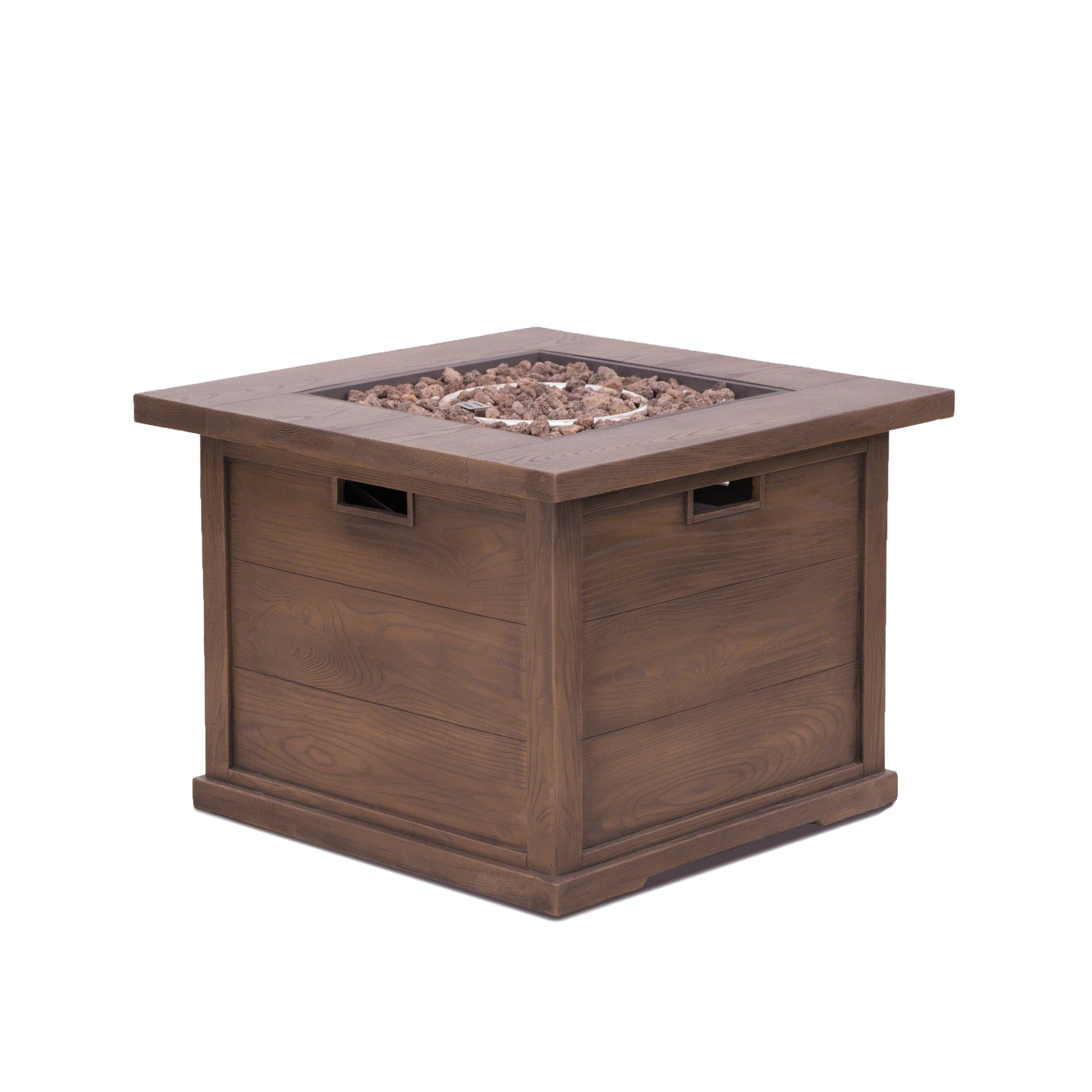 Patio Outdoor 24'' H X 32'' W Square Gas Burning Concrete Fire Pit Wood Pattern Brown 40,000 Btu Brown Garden & Outdoor Magnesium Oxide