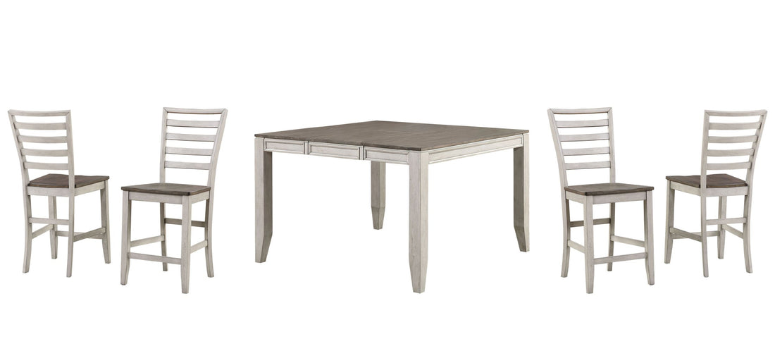 Abacus 5 Piece Counter Dining Set White White Wood