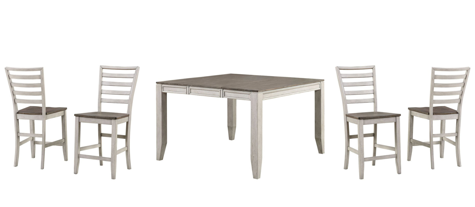 Abacus 5 Piece Counter Dining Set White White Wood