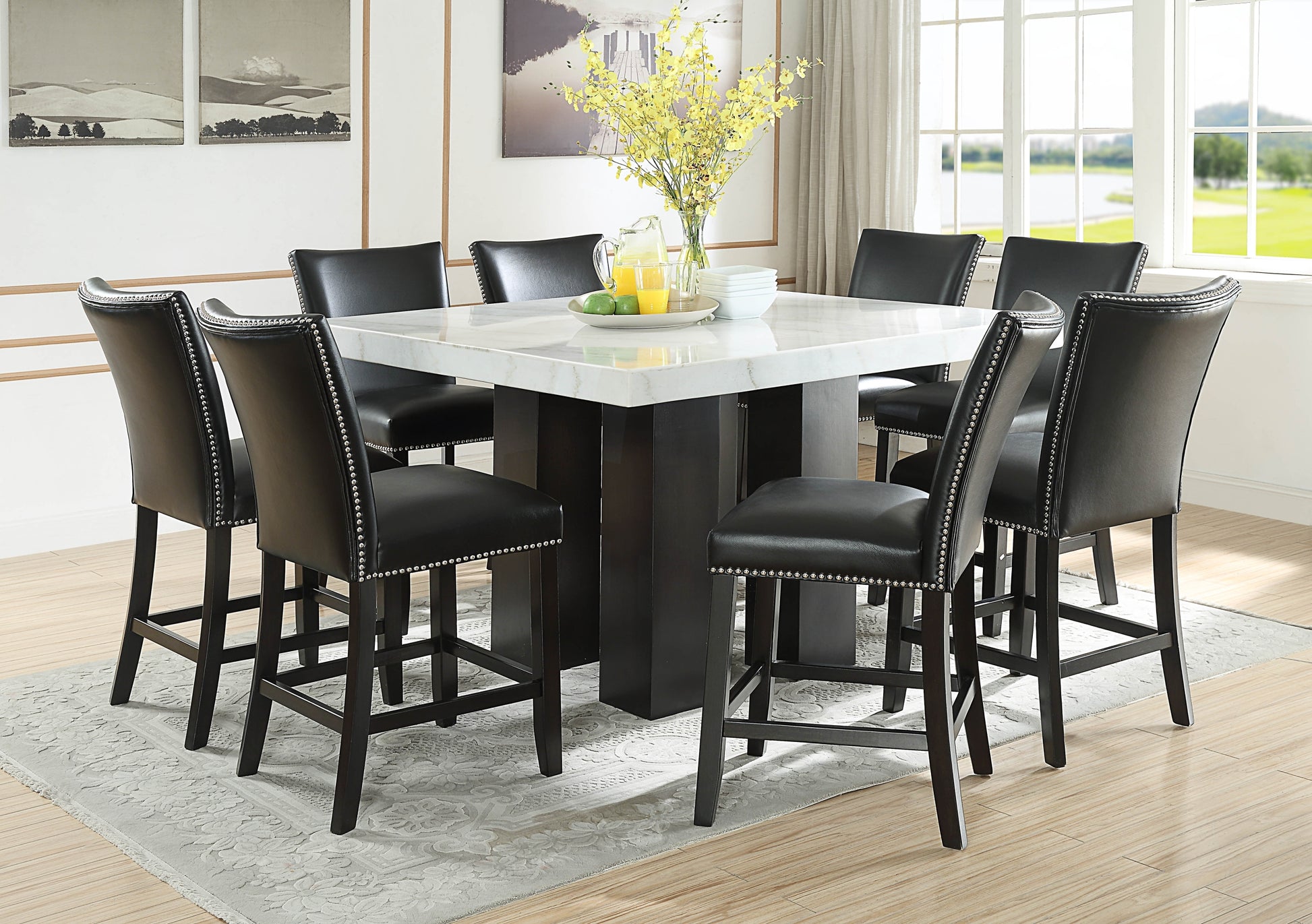 Camila Counter Chair Set Of 2 Black Black Wood
