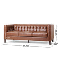 Mirod Comfy 3 Seat Sofa With Tufted Backmodern For Living Room Light Brown Pu 3 Seat