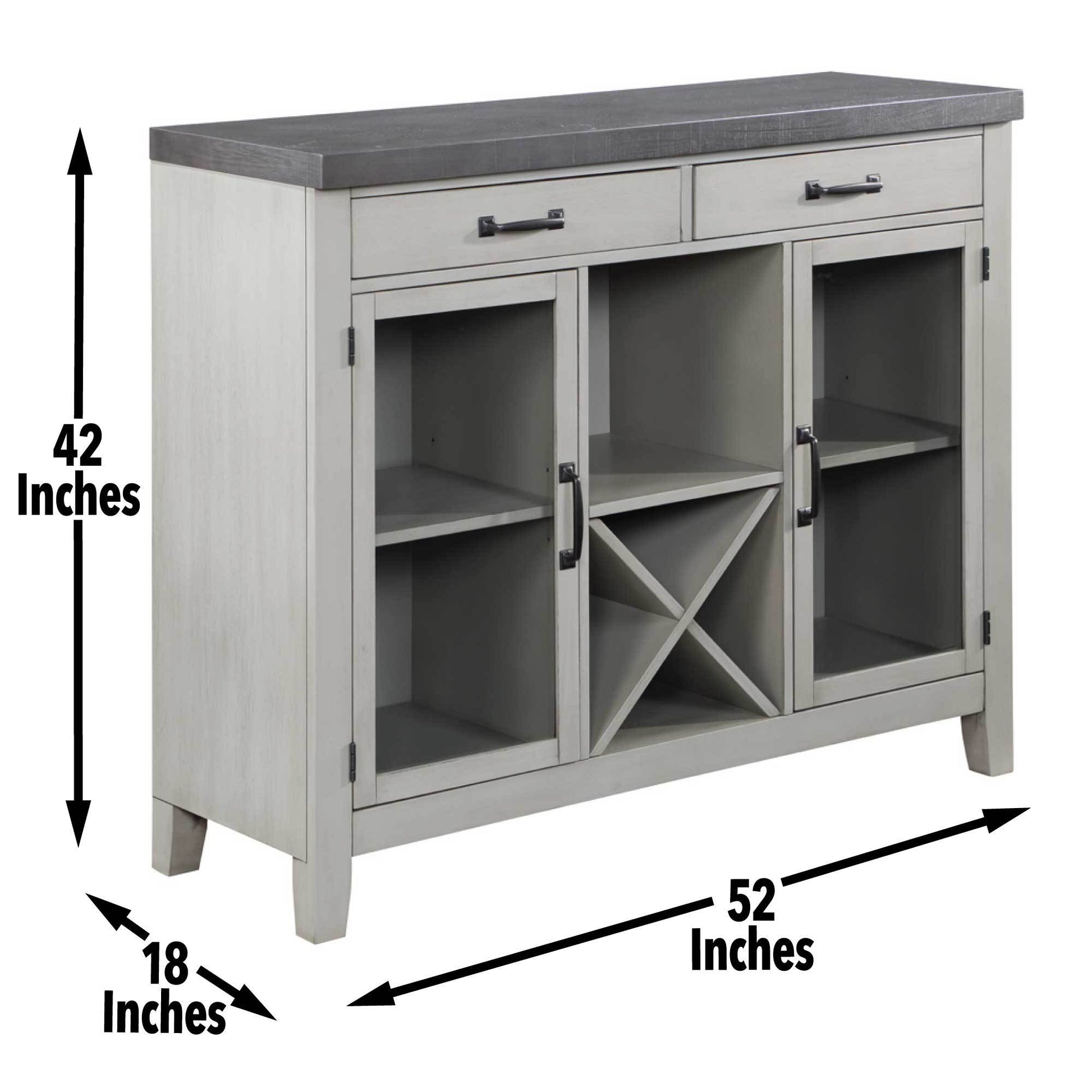 Hyland 7 Piece Dining Set With Server Pearl Silver Silver White Wood