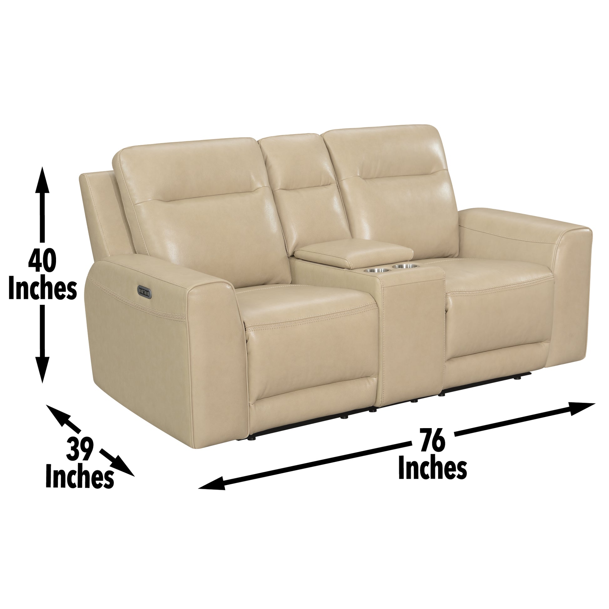 Doncella 3 Piece Power Reclining Living Room Set Beige Beige Wood