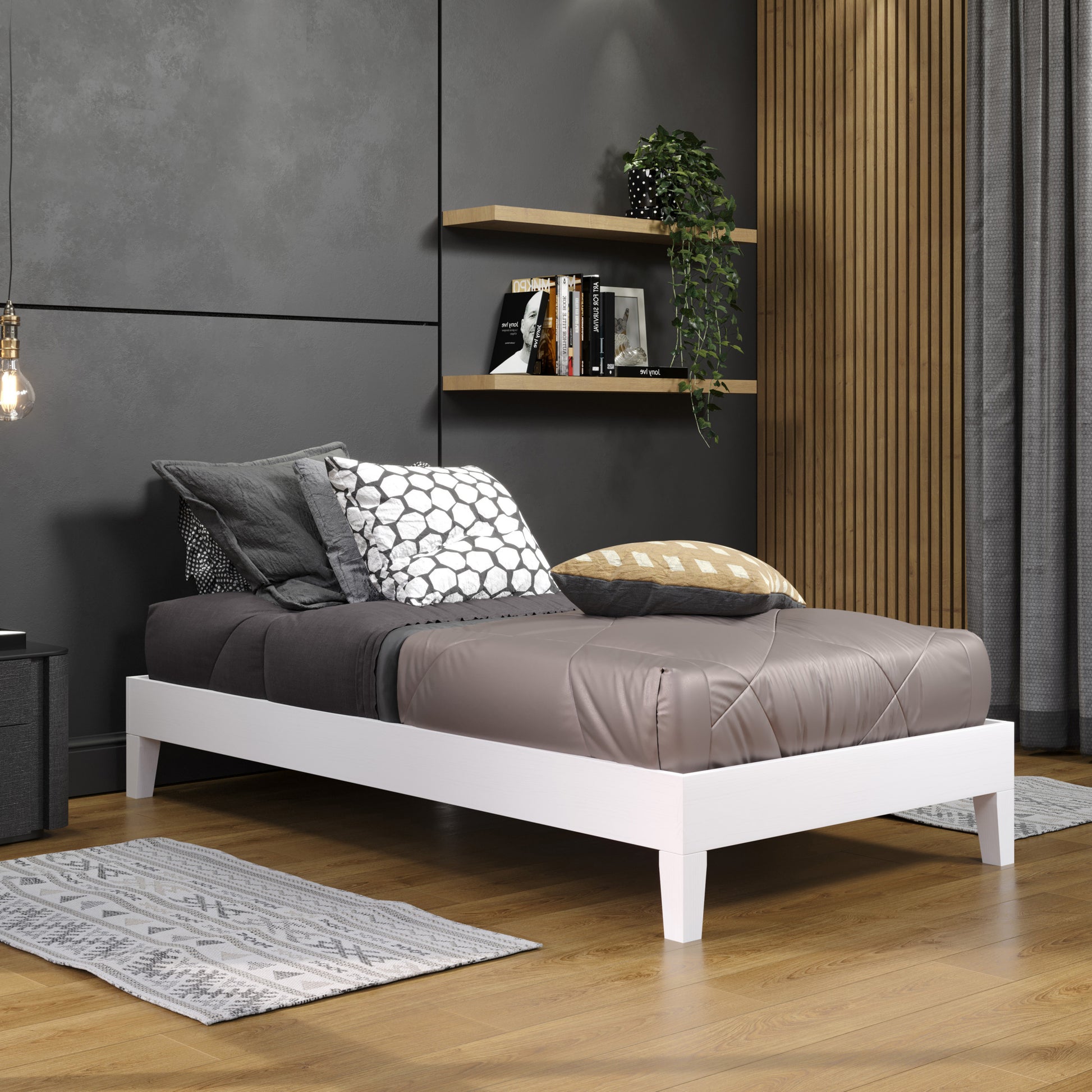 Nix Twin Platform Bed White Twin White Wood