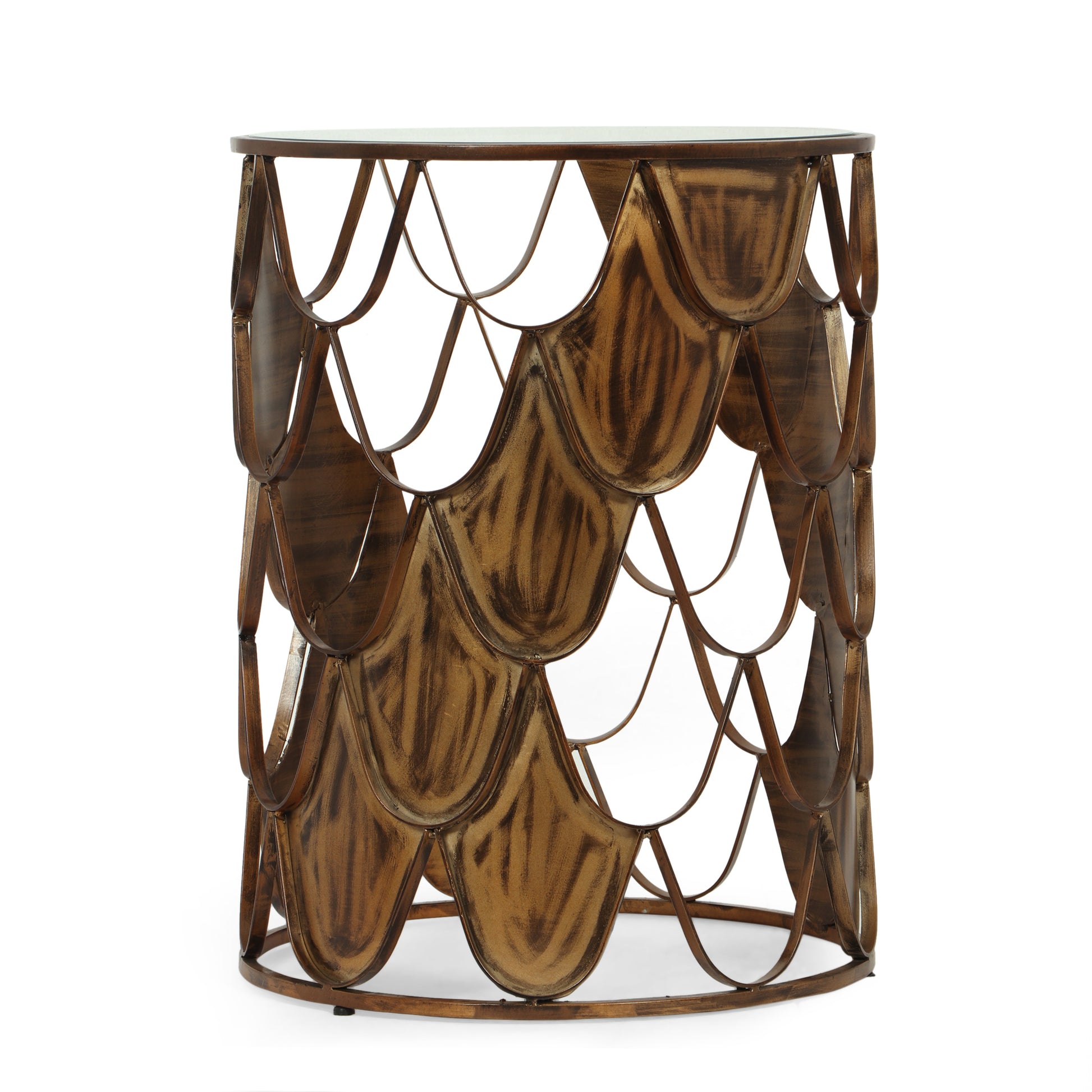 Pino Side Table Brown Glass Metal