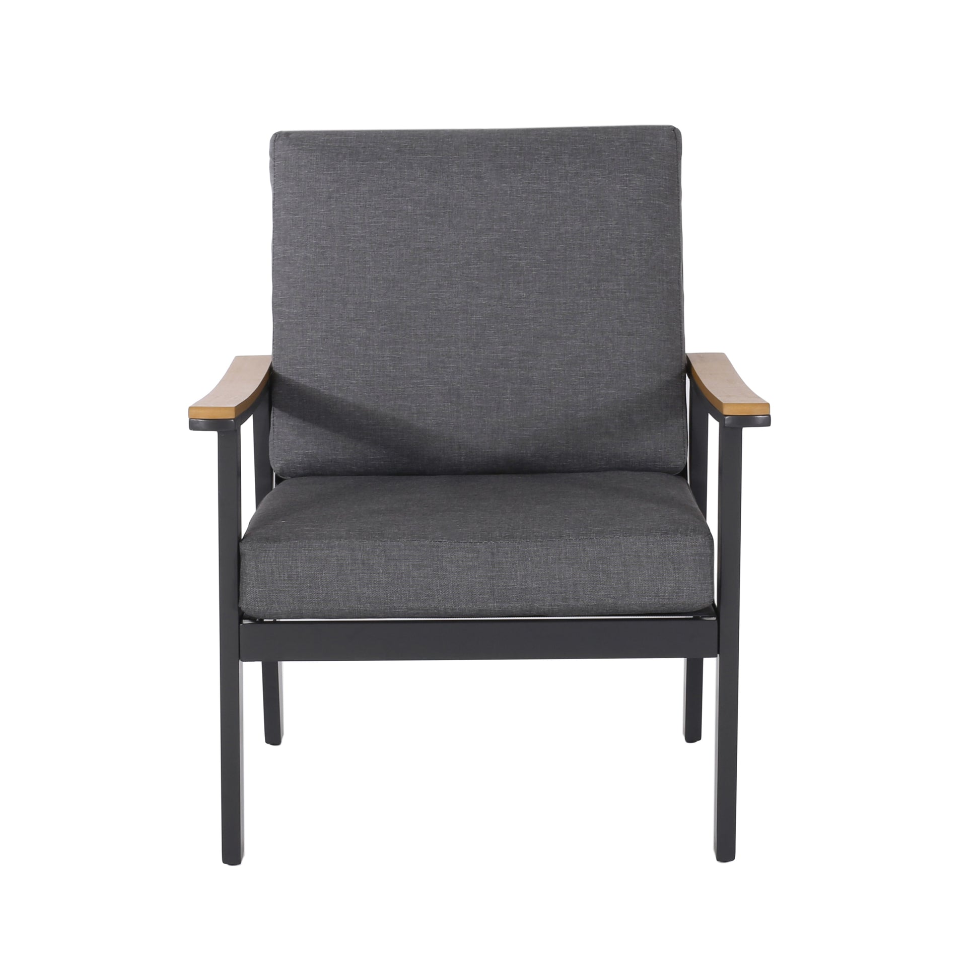 Sinclair 4Pc Chat Set Grey Metal Mesh Wood Fabric