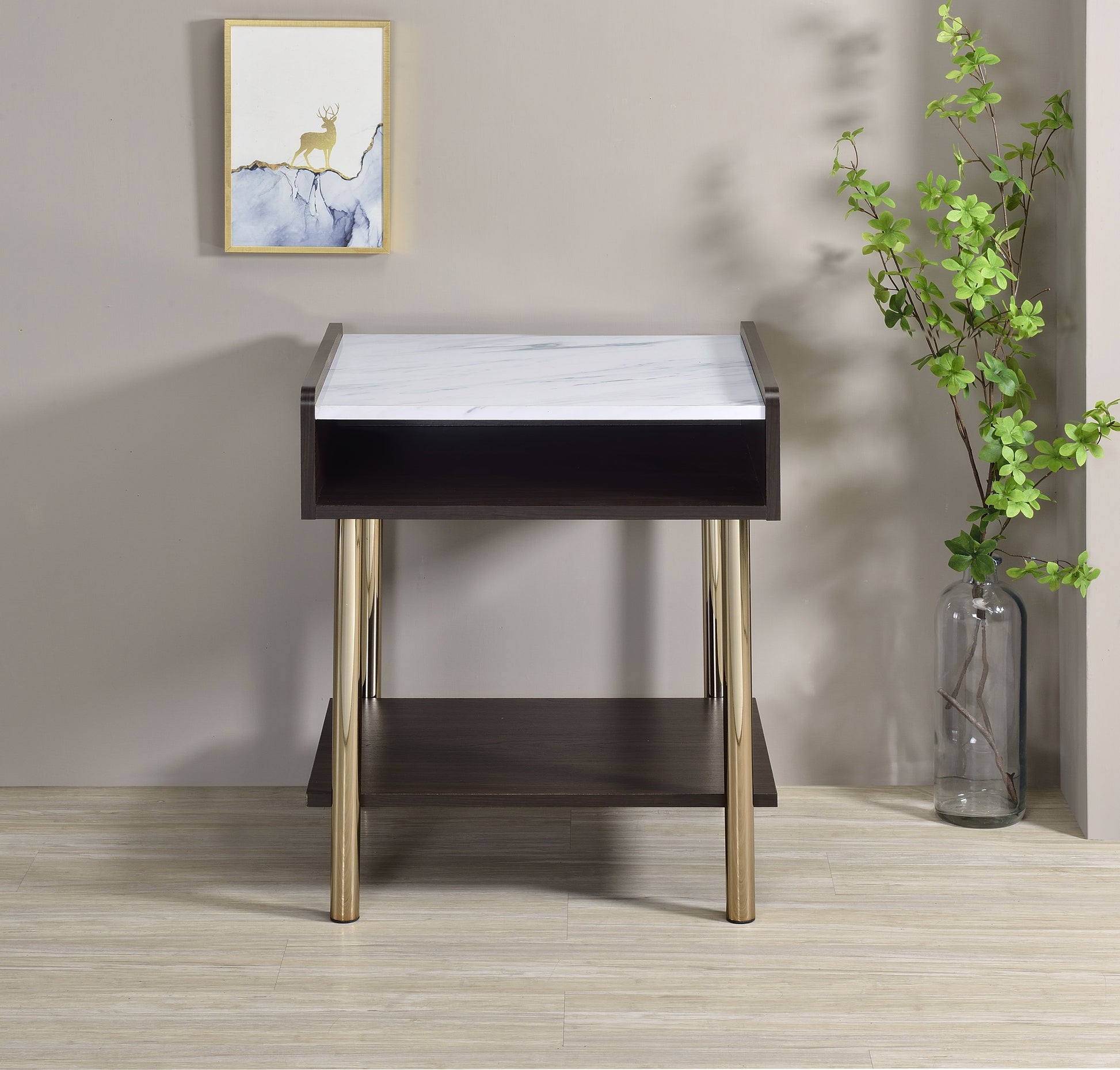 Carrie End Table Brown Brown Wood